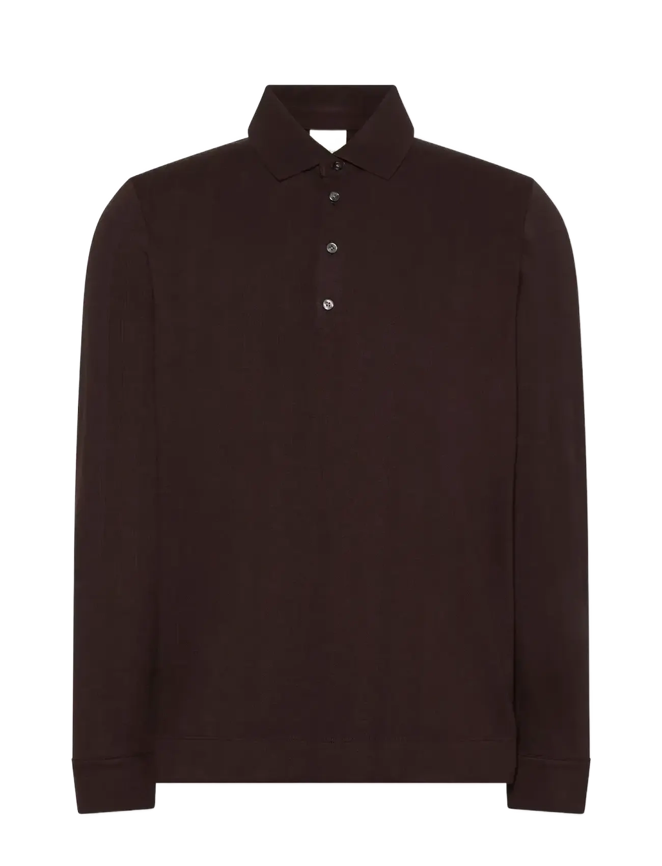 LS JACQUARD WOOL POLO - CHOCOLATE TORTE