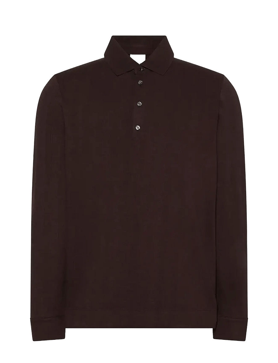 Calvin Klein - LS JACQUARD WOOL POLO - langärmelige gestrickte polohemden - chocolate torte - 1
