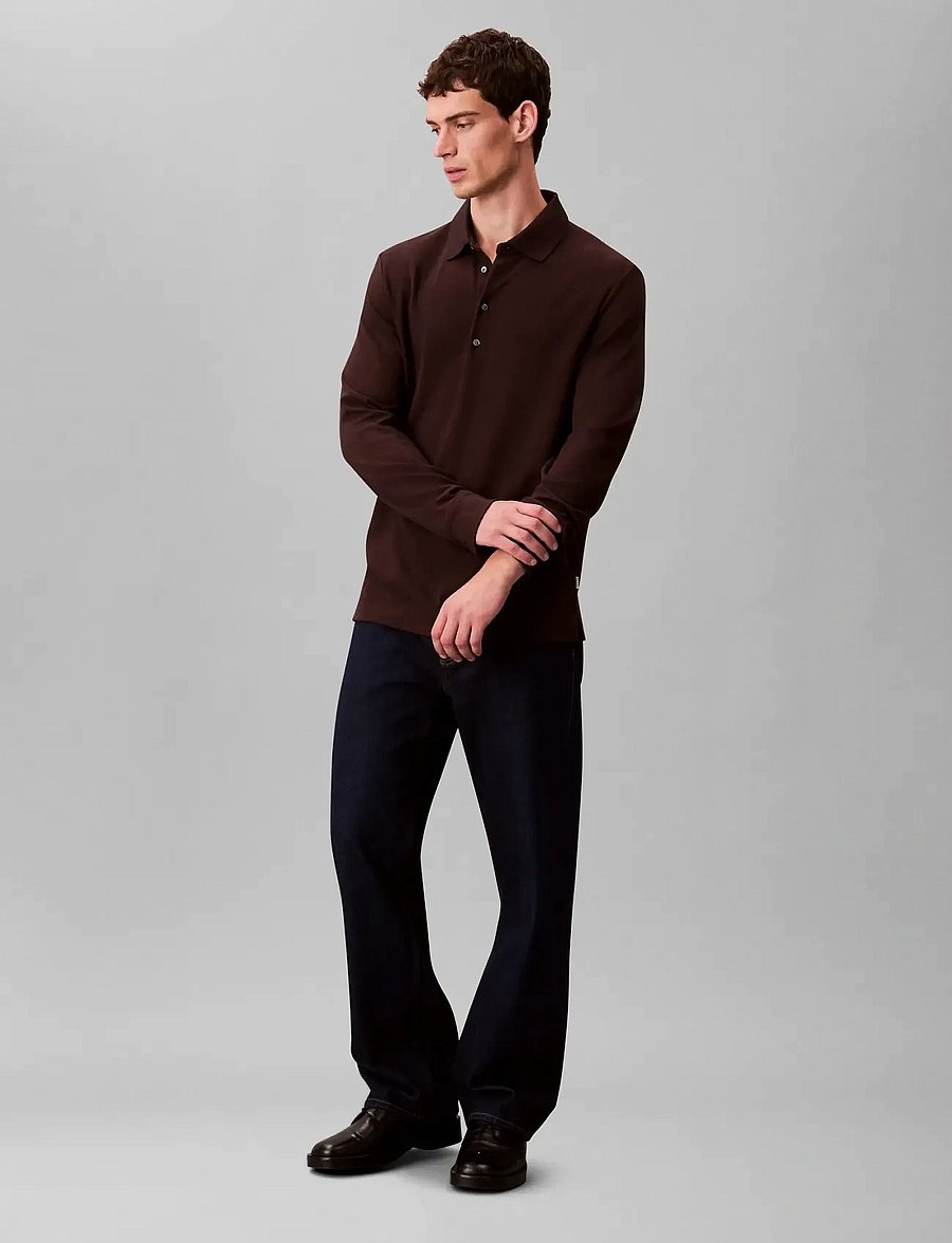Calvin Klein - LS JACQUARD WOOL POLO - langärmelige gestrickte polohemden - chocolate torte - 2