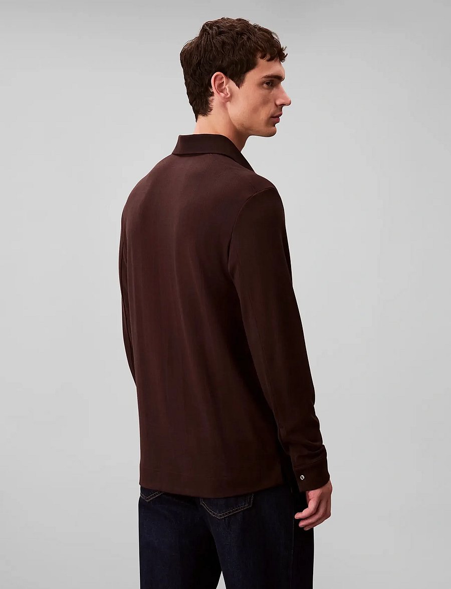 Calvin Klein - LS JACQUARD WOOL POLO - langärmelige gestrickte polohemden - chocolate torte - 3