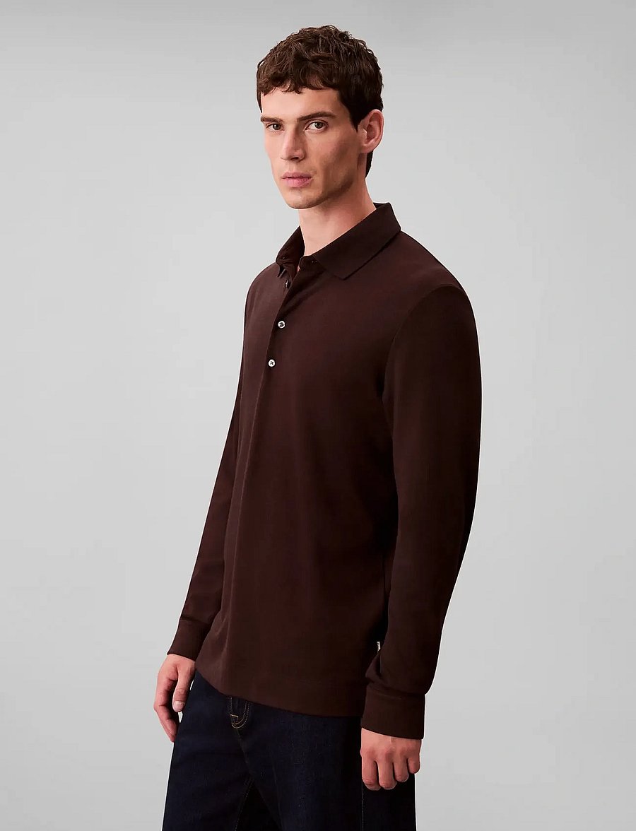 Calvin Klein - LS JACQUARD WOOL POLO - langärmelige gestrickte polohemden - chocolate torte - 5