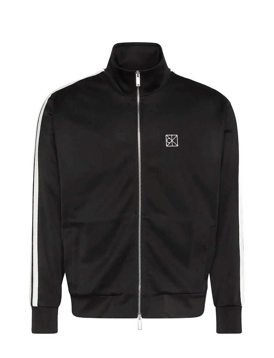 Calvin Klein - DBL KNIT STRIPE TRACK JACKET - sweatshirts - black - 1