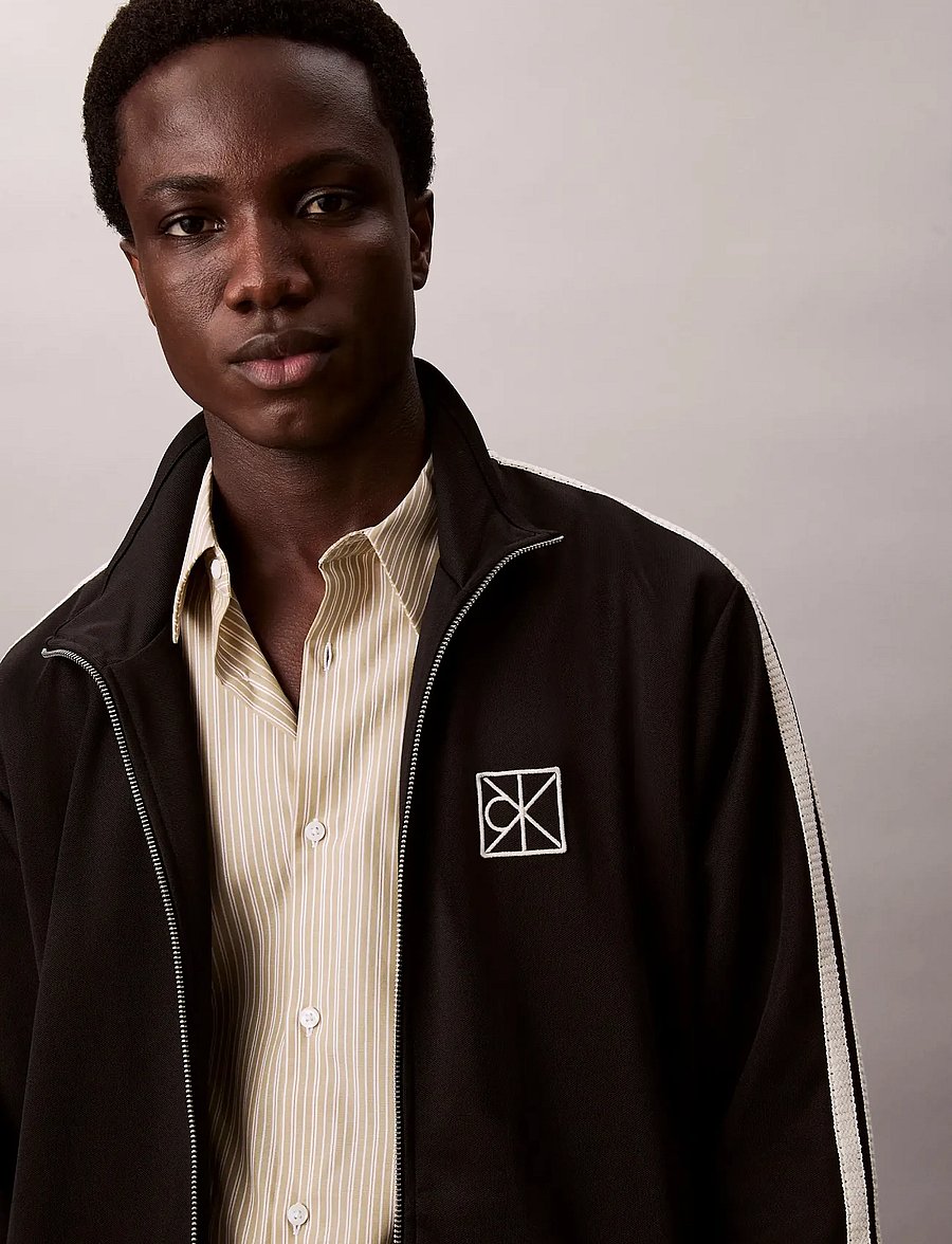 Calvin Klein - DBL KNIT STRIPE TRACK JACKET - sweatshirts - black - 2