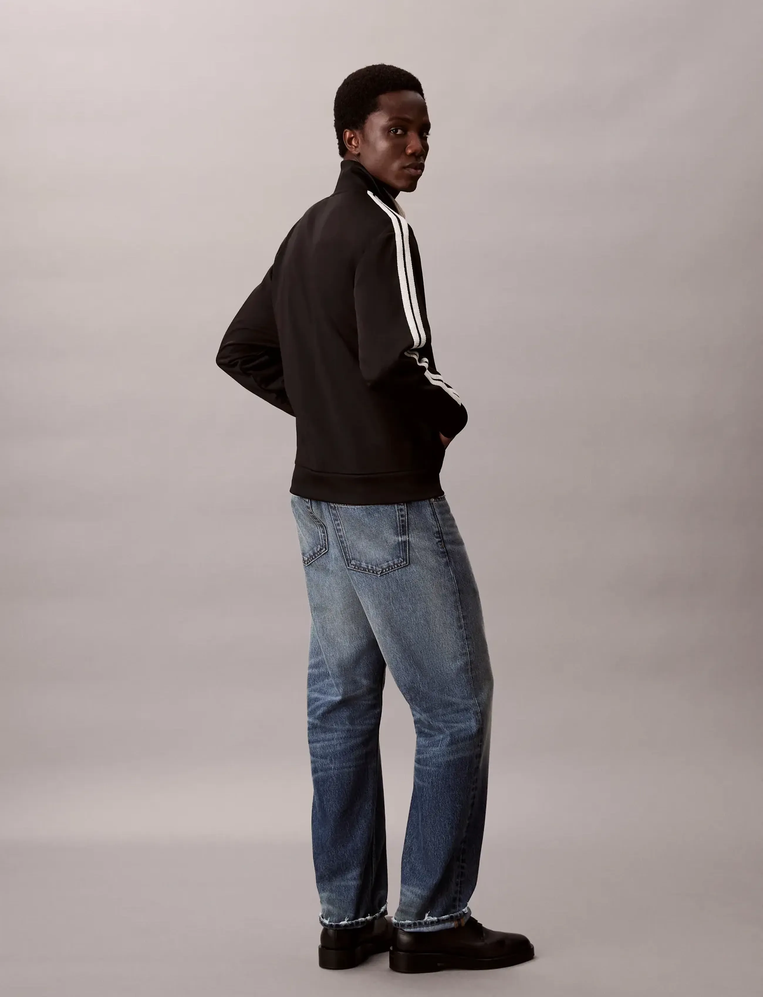 Dbl Knit Stripe Track Jacket 3