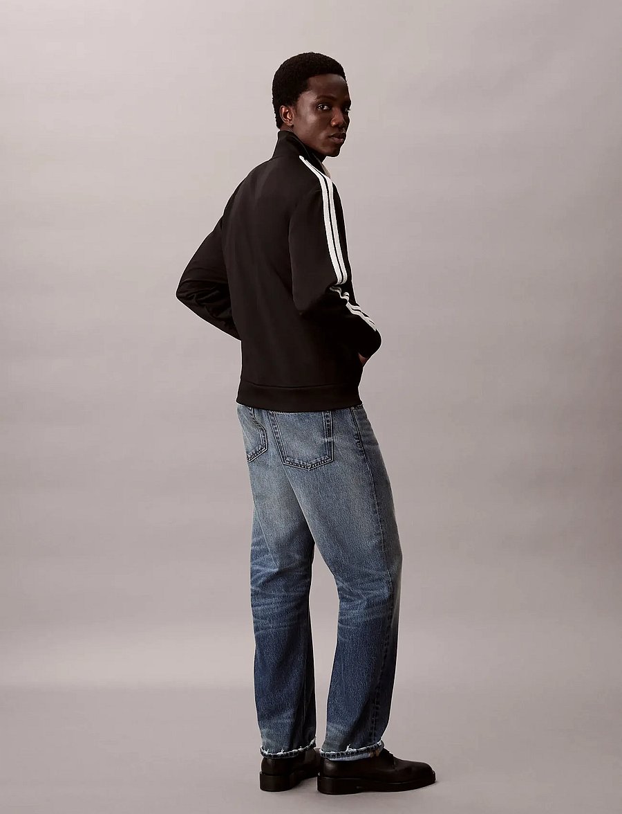 Calvin Klein - DBL KNIT STRIPE TRACK JACKET - sweatshirts - black - 3
