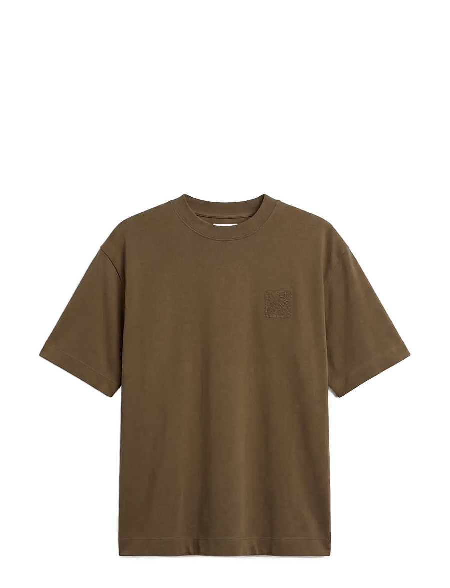 Calvin Klein - SS RLXD 16S EMBRD TWILL EMBLEM T - kortærmede t-shirts - olive night - 1