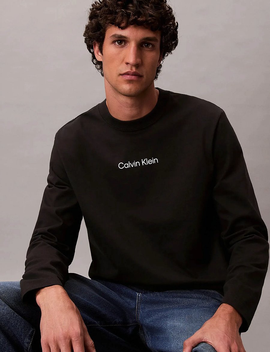 Calvin Klein - LS RLXD STANDARD LOGO CREWNK TEE - pikkade varrukatega t-särgid - black - 4