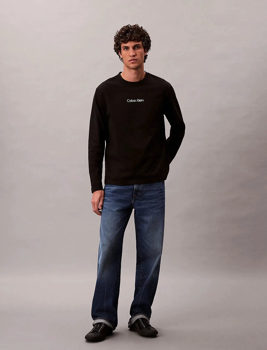 Calvin Klein - LS RLXD STANDARD LOGO CREWNK TEE - pikkade varrukatega t-särgid - black - 5