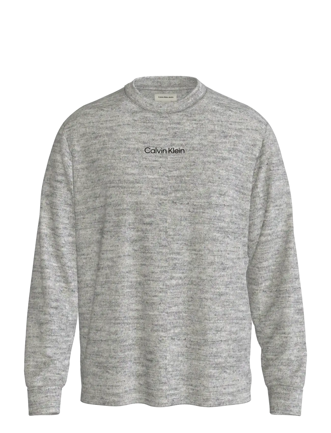 Calvin Klein LS RLXD STANDARD LOGO CREWNK TEE - T-shirts - MEDIUM GREY HEATHER / grey