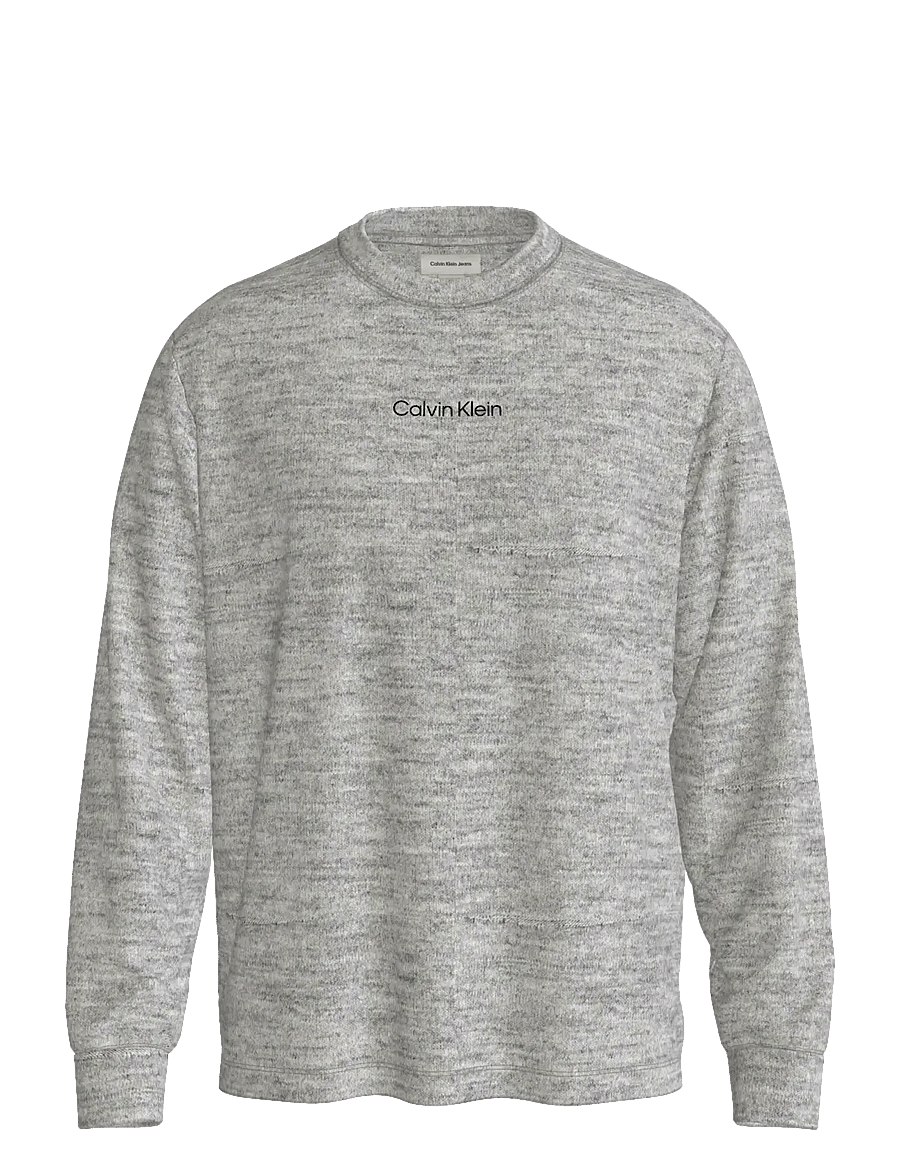 Calvin Klein - LS RLXD STANDARD LOGO CREWNK TEE - langärmelige t-shirts - medium grey heather - 1
