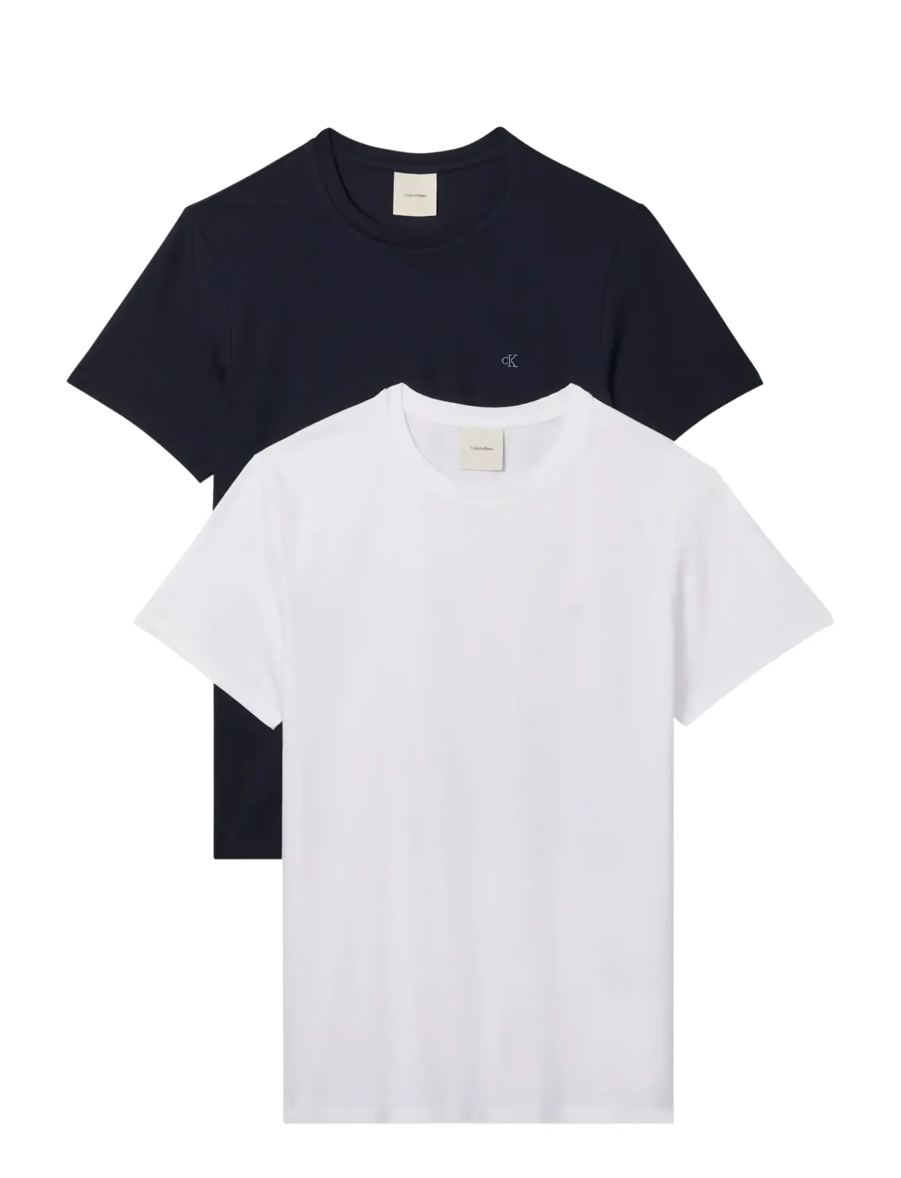 Calvin Klein - SS STRETCH COTTON SLIM TEE 2PK - short-sleeved t-shirts - bright white dark sapphire - 1