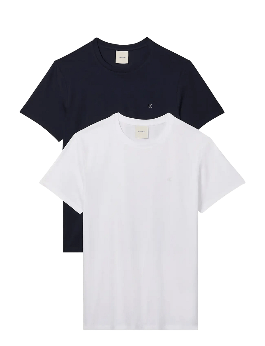 Calvin Klein - SS STRETCH COTTON SLIM TEE 2PK - lühikeste varrukatega t-särgid - bright white dark sapphire - 1