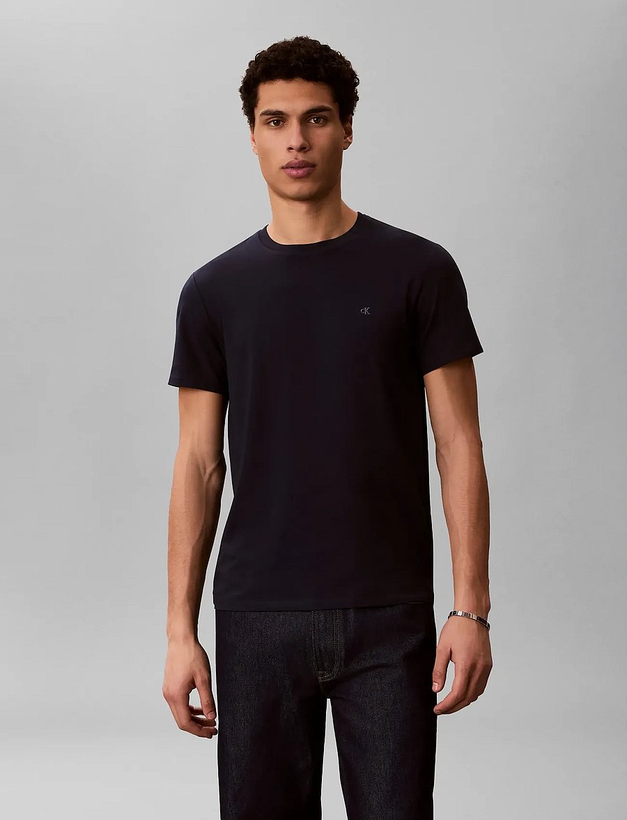 Calvin Klein - SS STRETCH COTTON SLIM TEE 2PK - lühikeste varrukatega t-särgid - bright white dark sapphire - 3