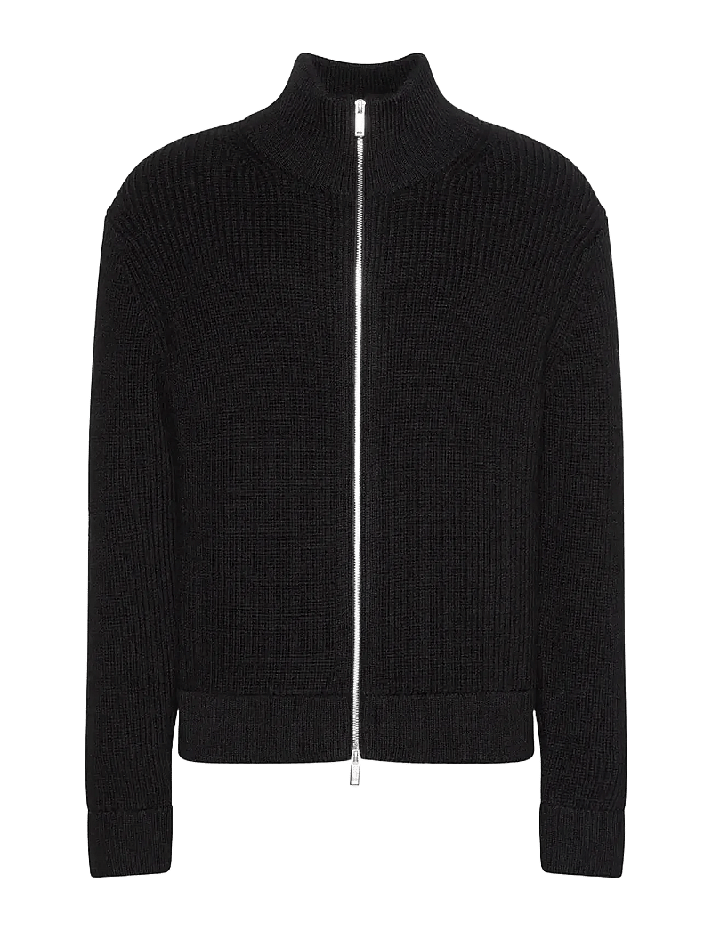Calvin Klein - LS FZ TEXTURE STITCH JKT 5GG - pullover mit durchgehendem reißverschluss - black - 1
