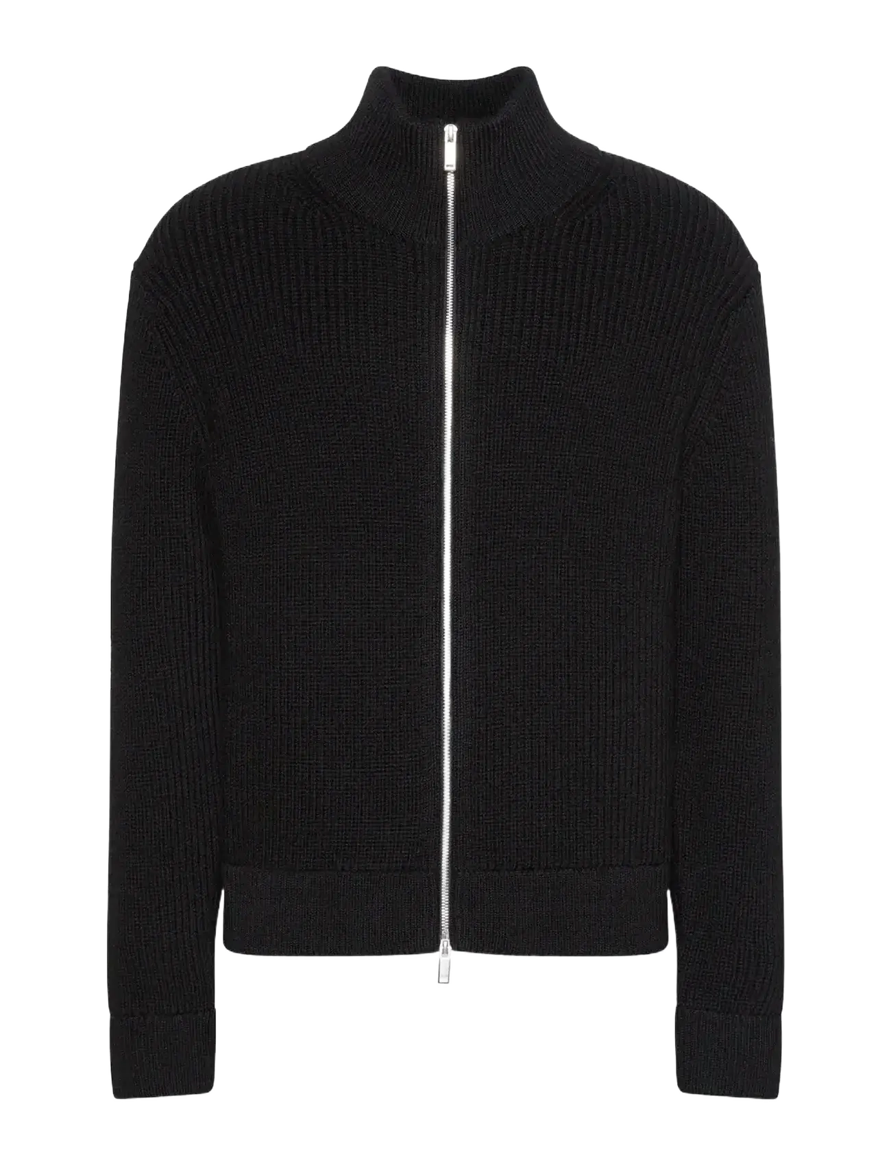 Calvin Klein LS FZ TEXTURE STITCH JKT 5GG - Pullover mit durchgehendem Reißverschluss - BLACK / black