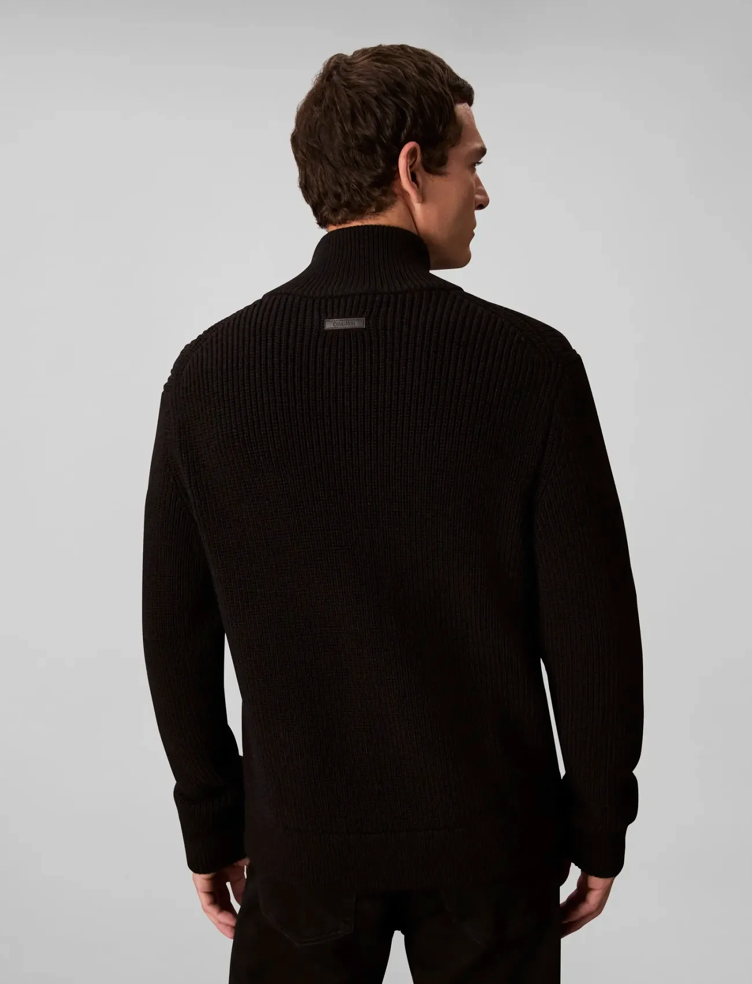 Calvin Klein - LS FZ TEXTURE STITCH JKT 5GG - pullover mit durchgehendem reißverschluss - black - 5