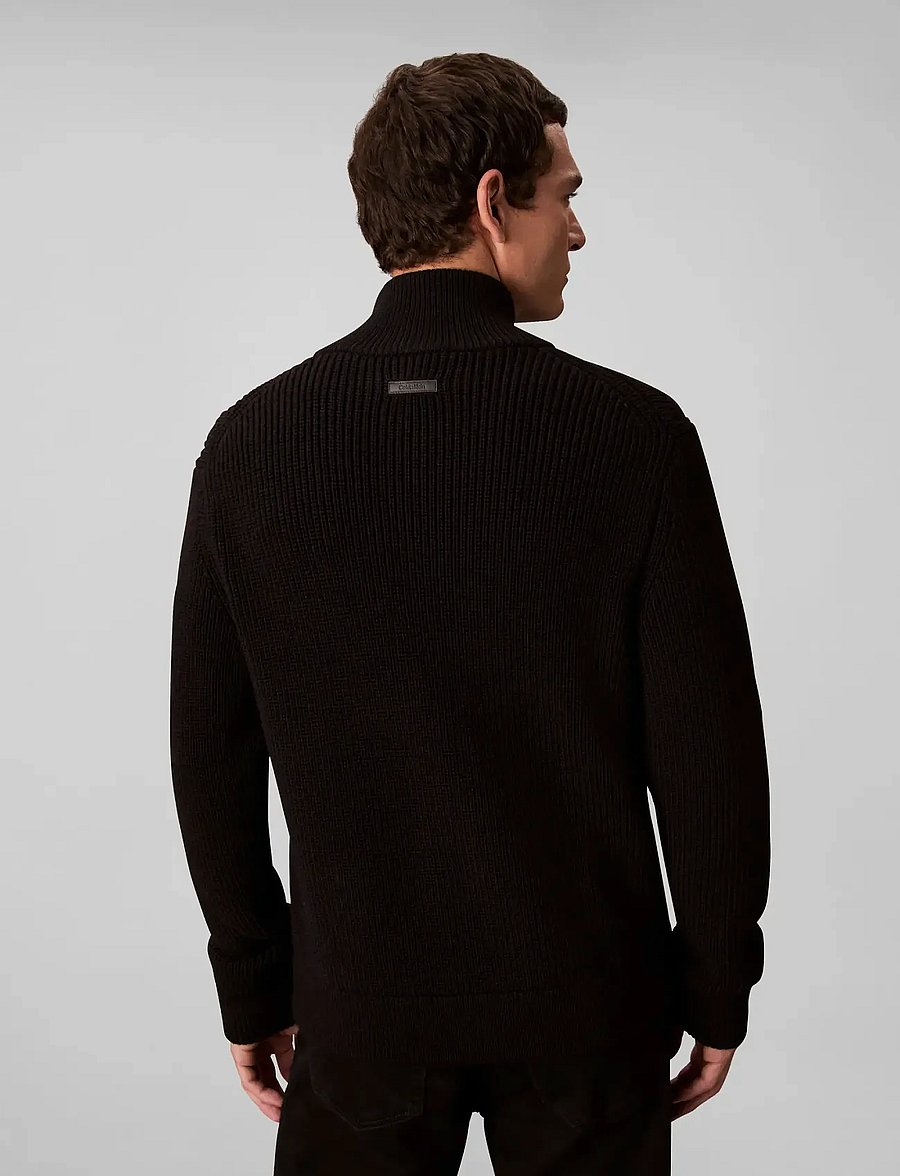 Calvin Klein - LS FZ TEXTURE STITCH JKT 5GG - full zip jumpers - black - 5