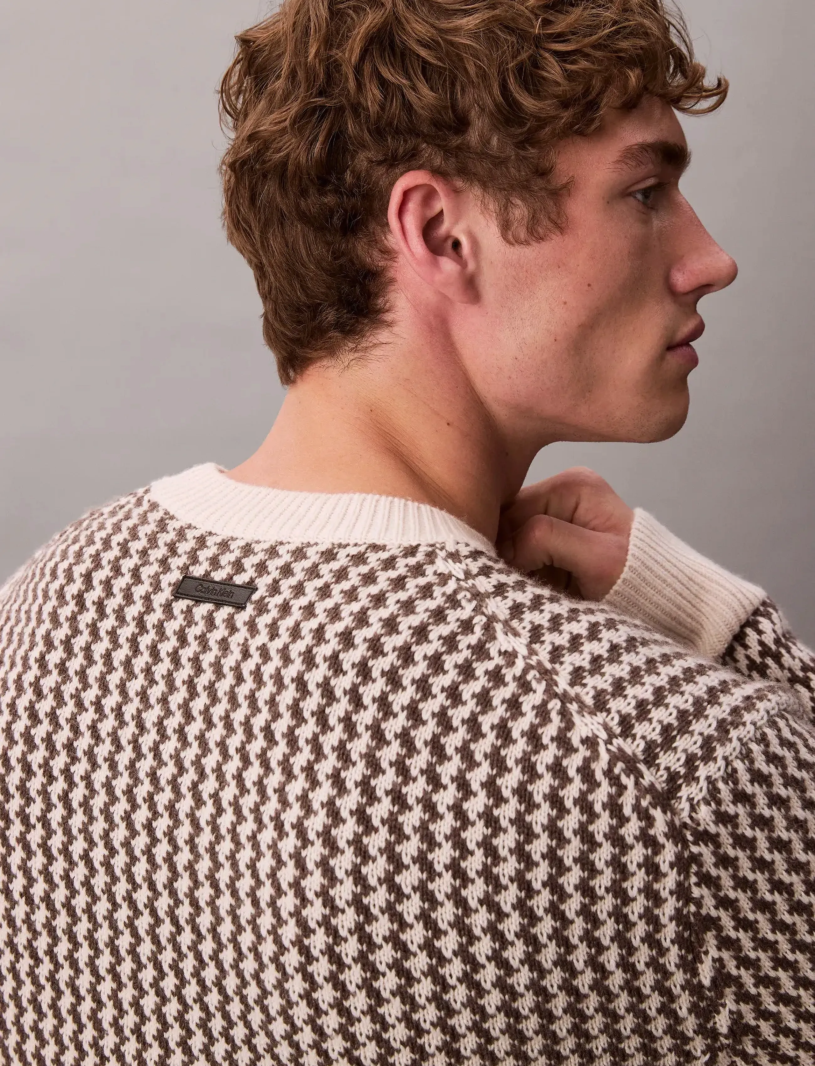 Calvin Klein - LS WOOL MENSWEAR PATTERN CRWNK S - taupe tone - 4