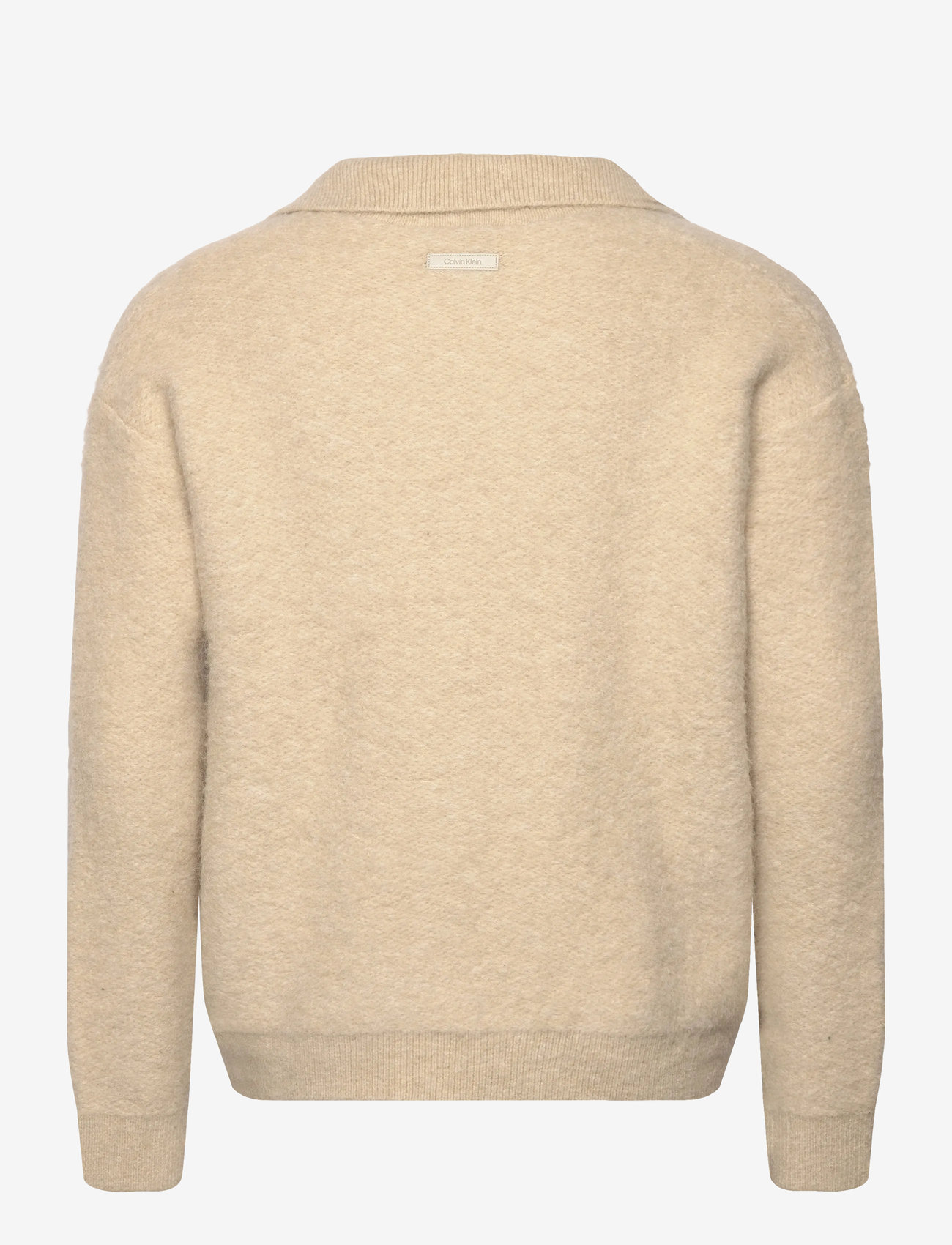 Calvin Klein - LS BRUSHED ALPACA JOHNNY COLLAR - pitkähihaiset neulepoolot - pelican - 1