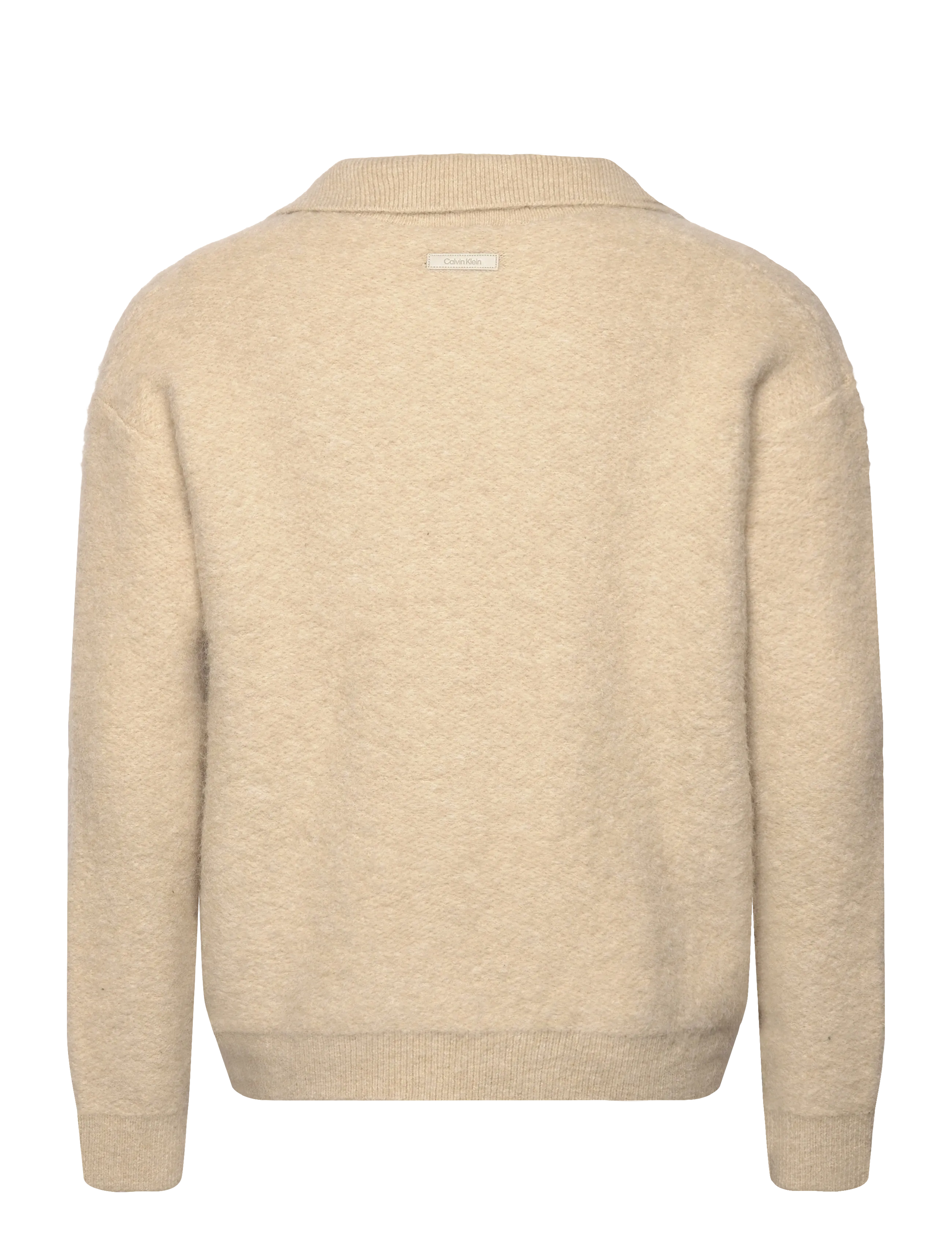 Calvin Klein - LS BRUSHED ALPACA JOHNNY COLLAR - adīti polo krekli ar garām piedurknēm - pelican - 1
