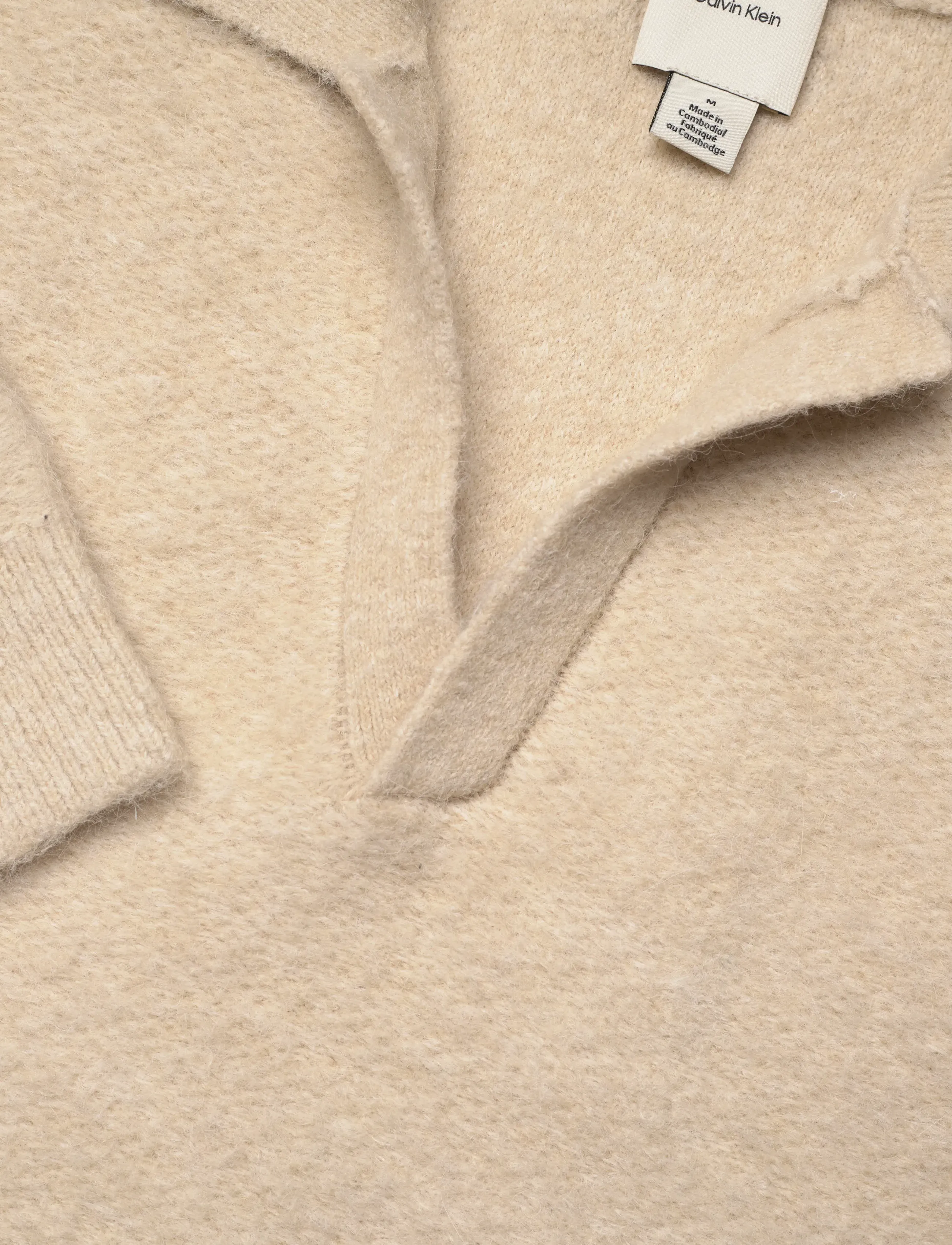 Calvin Klein - LS BRUSHED ALPACA JOHNNY COLLAR - pikkade varrukatega kootud polod - pelican - 2