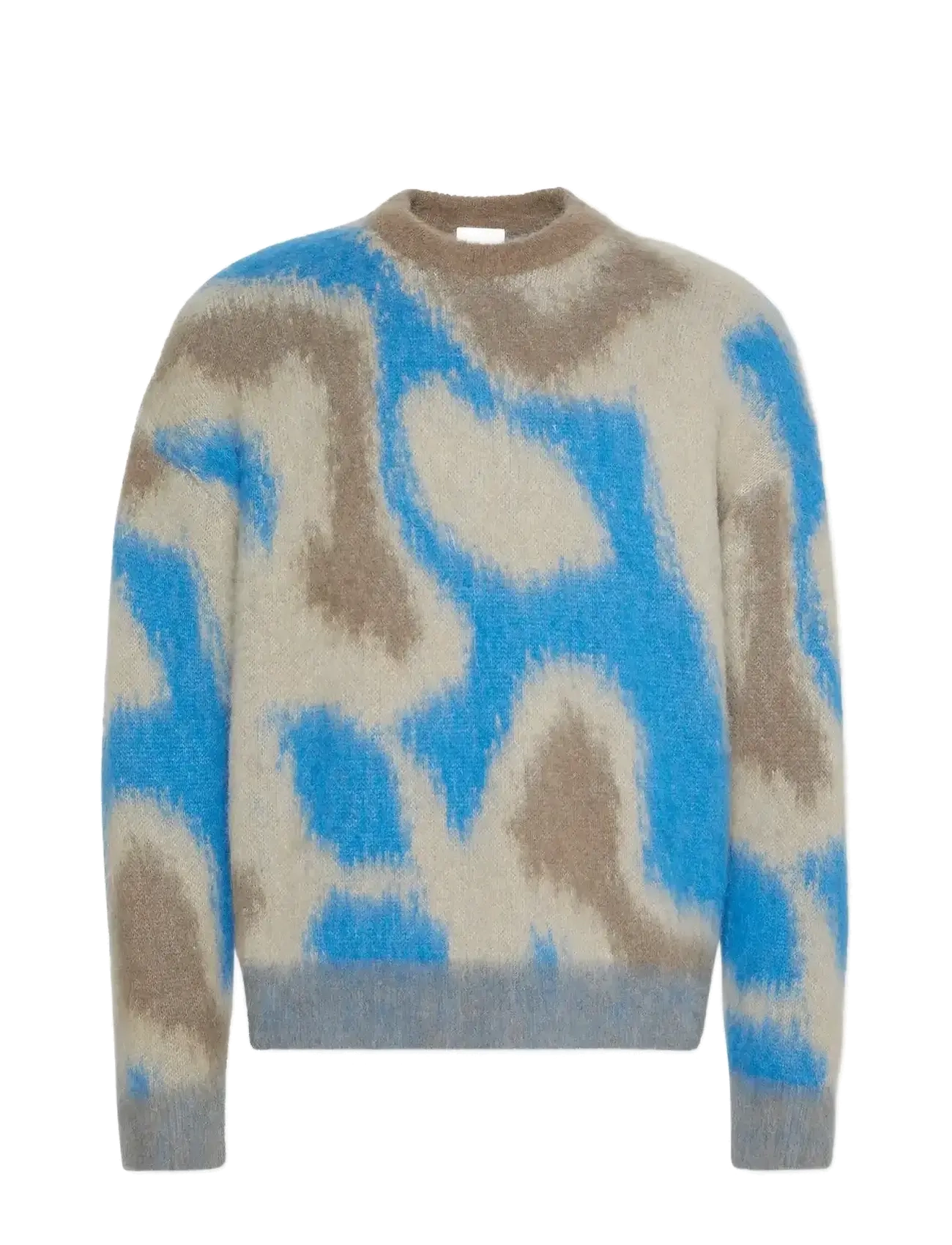 LS PATTERN BRUSHED ALPACA CREWNE - DEEP WATER