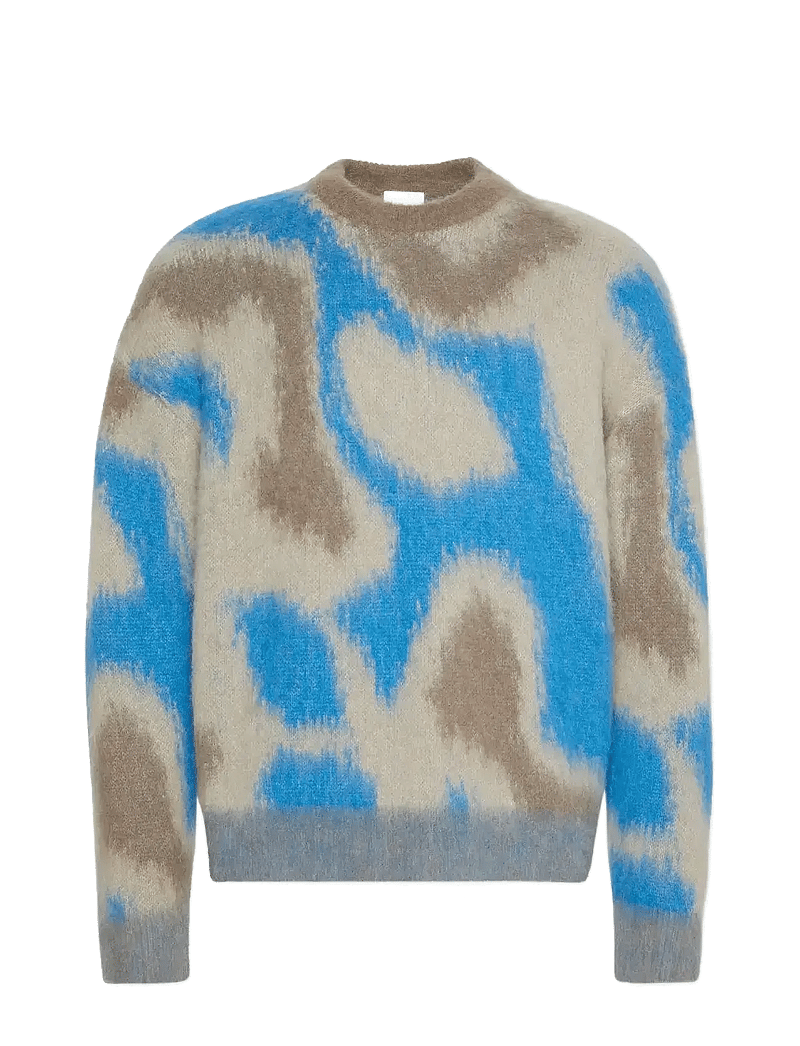 Calvin Klein - LS PATTERN BRUSHED ALPACA CREWNE - rundhals - deep water - 1
