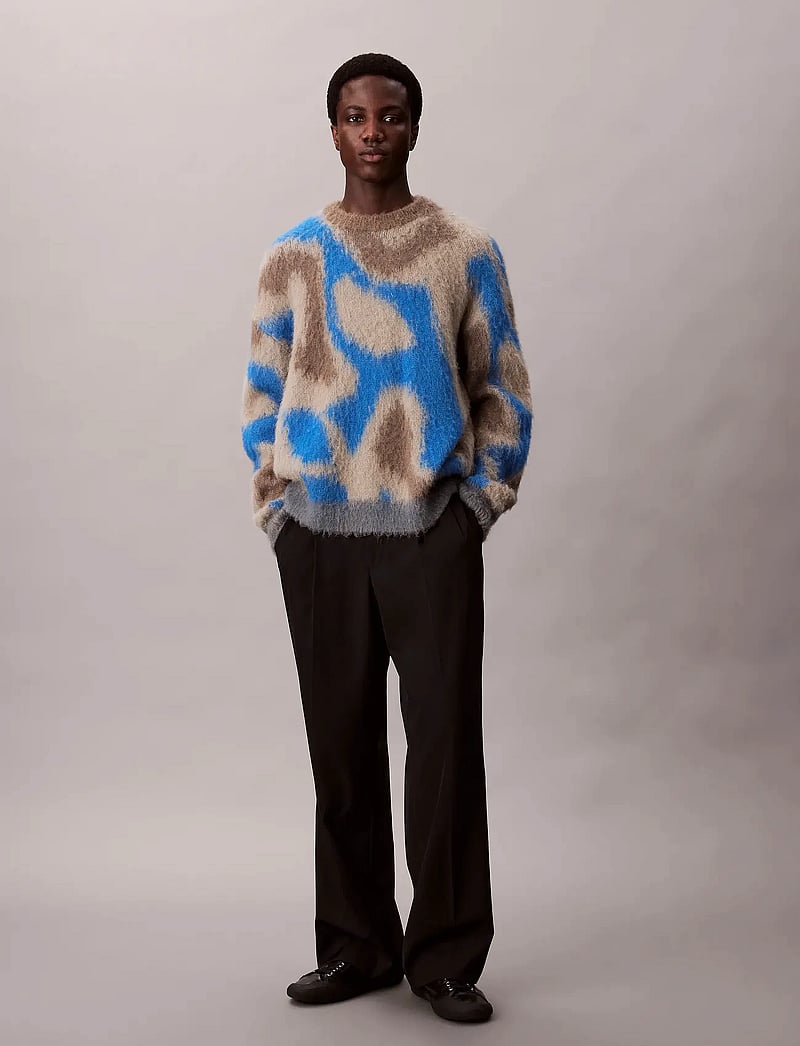 Calvin Klein - LS PATTERN BRUSHED ALPACA CREWNE - rundhals - deep water - 0