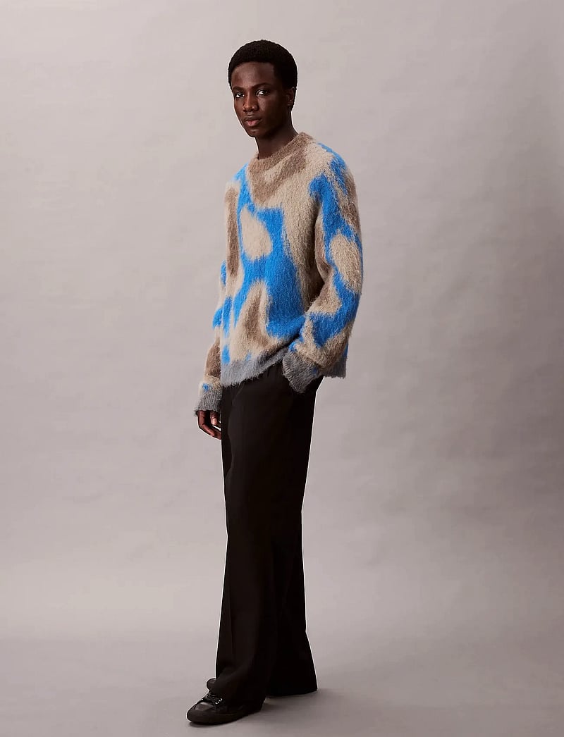 Calvin Klein - LS PATTERN BRUSHED ALPACA CREWNE - rundhals - deep water - 2