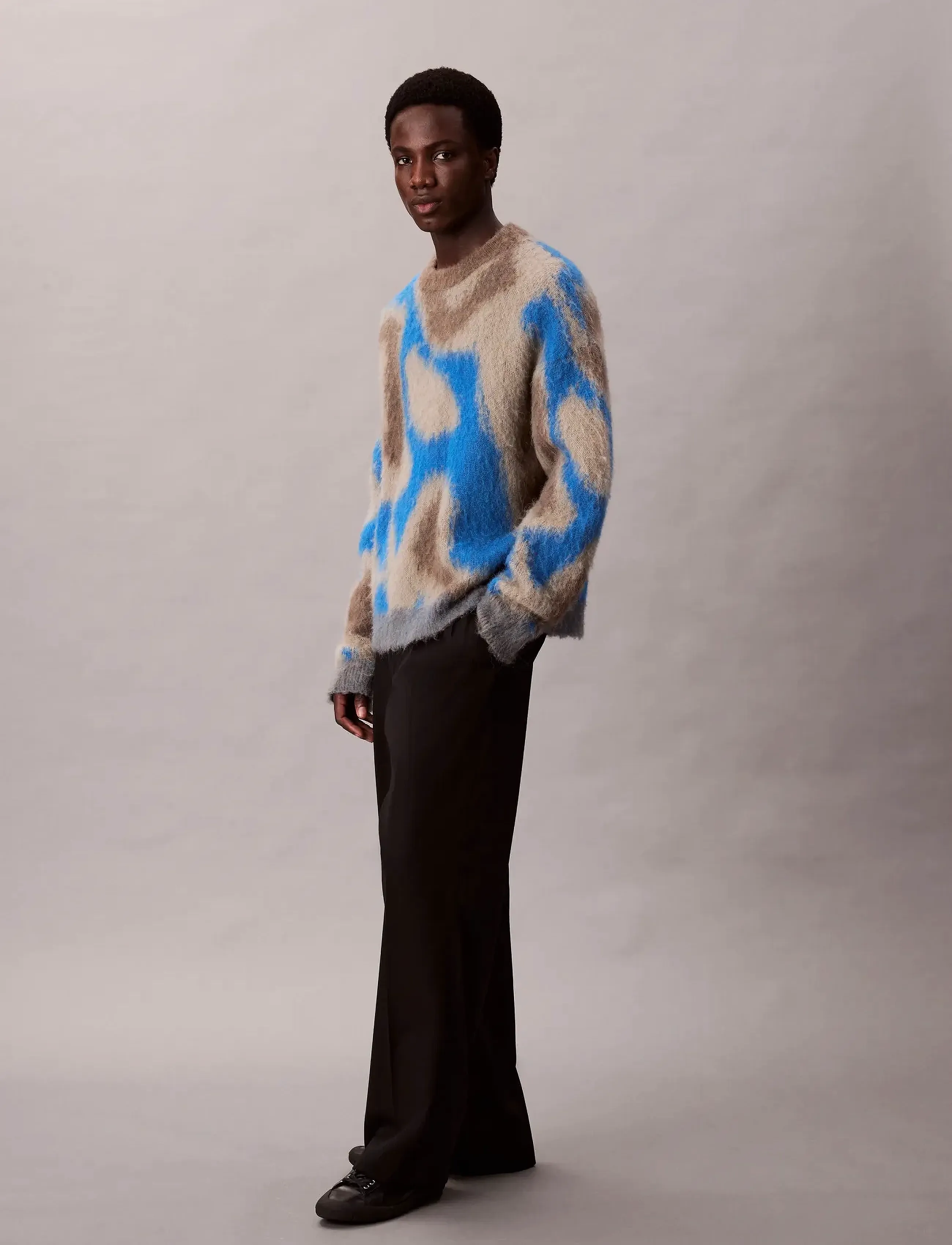 Calvin Klein - LS PATTERN BRUSHED ALPACA CREWNE - deep water - 2
