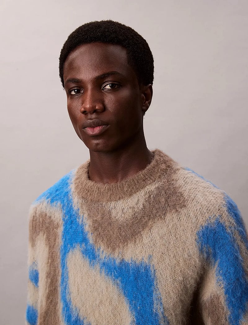 Calvin Klein - LS PATTERN BRUSHED ALPACA CREWNE - rundhals - deep water - 3