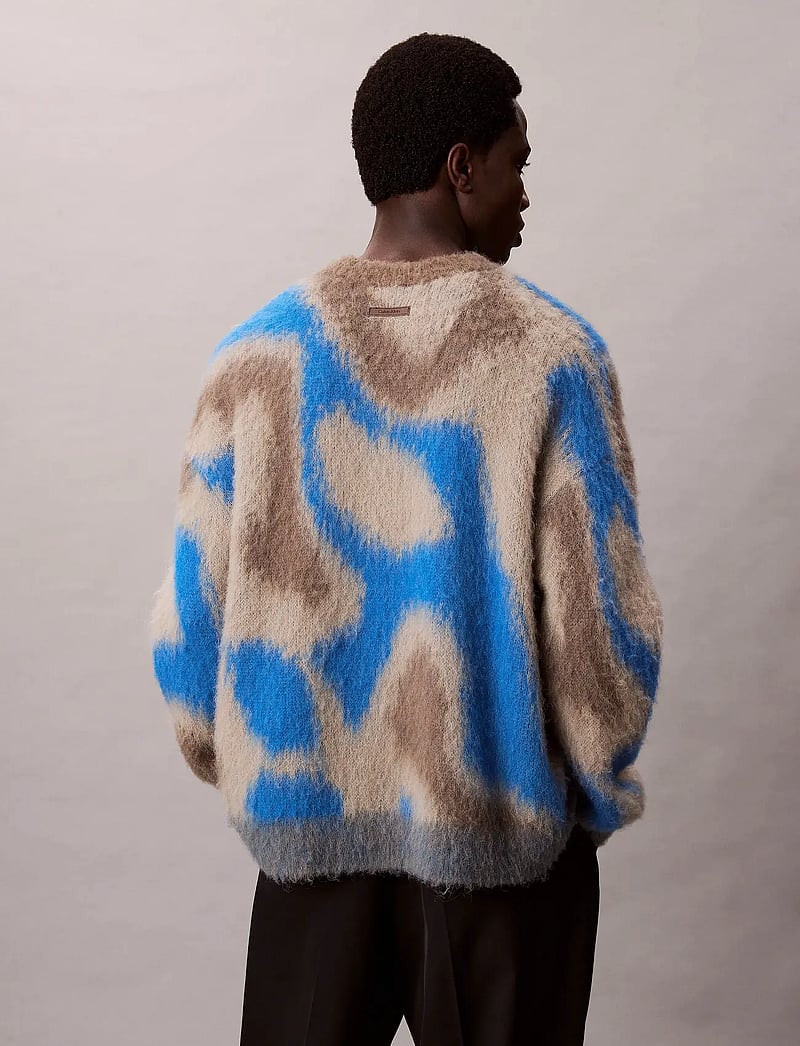 Calvin Klein - LS PATTERN BRUSHED ALPACA CREWNE - rundhals - deep water - 4