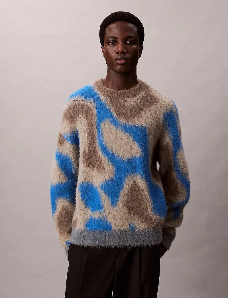 Calvin Klein - LS PATTERN BRUSHED ALPACA CREWNE - rundhals - deep water - 5