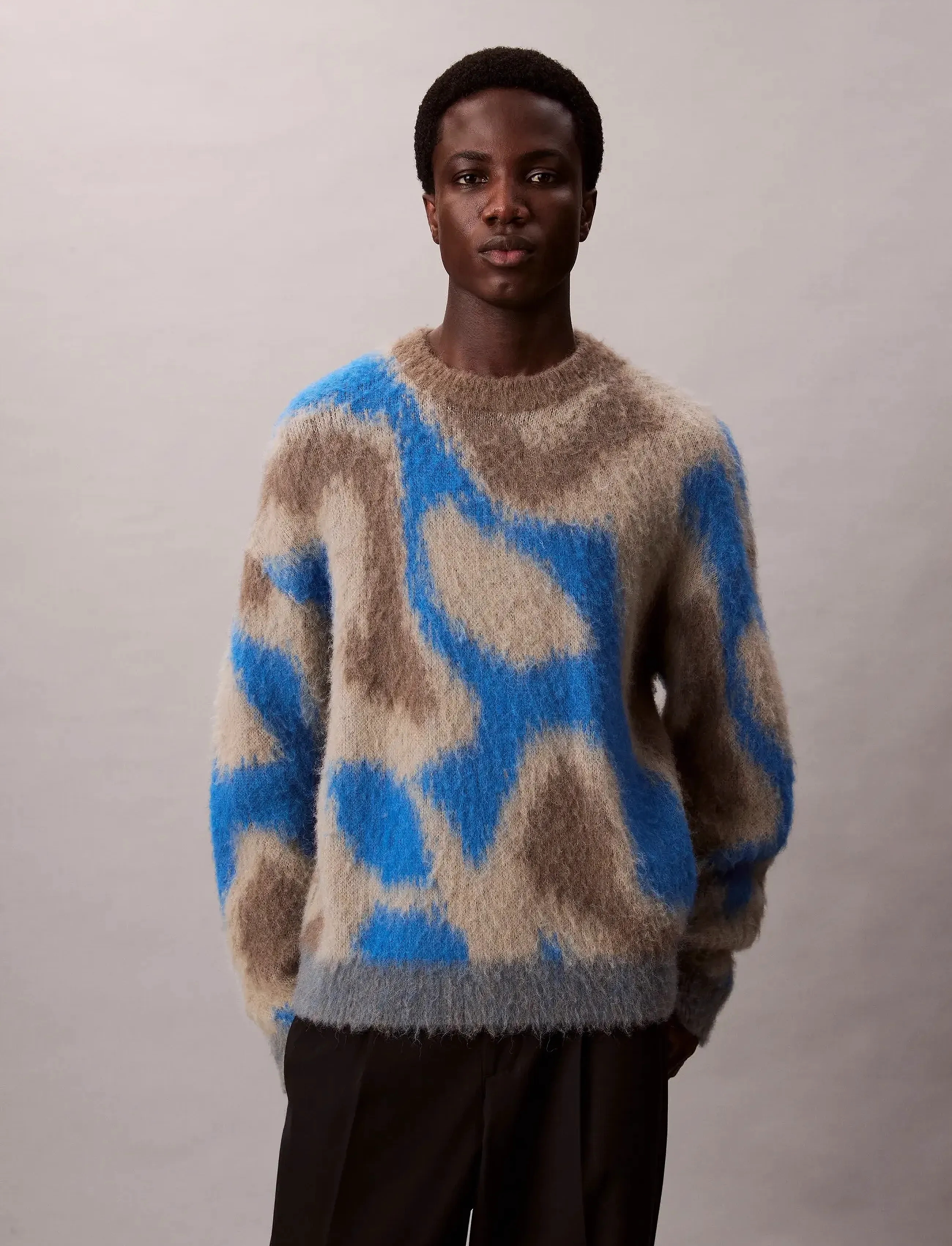 Calvin Klein - LS PATTERN BRUSHED ALPACA CREWNE - deep water - 5