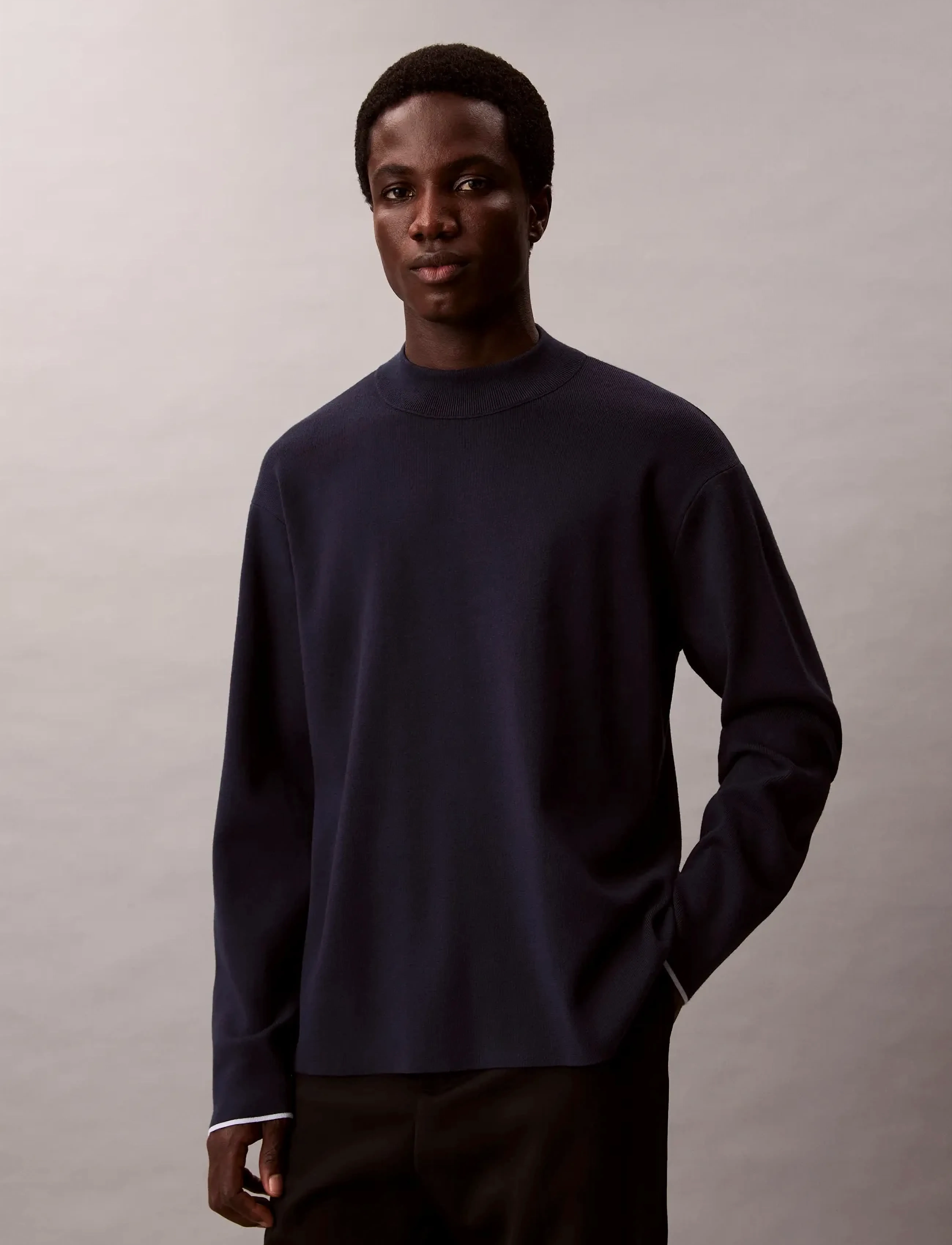 Calvin Klein - LS SNOWY TECH KNIT BOXY MOCK NK - ronde hals - dark sapphire - 3