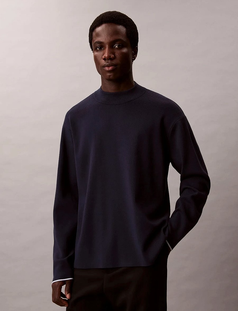 Calvin Klein - LS SNOWY TECH KNIT BOXY MOCK NK - rundhals - dark sapphire - 3