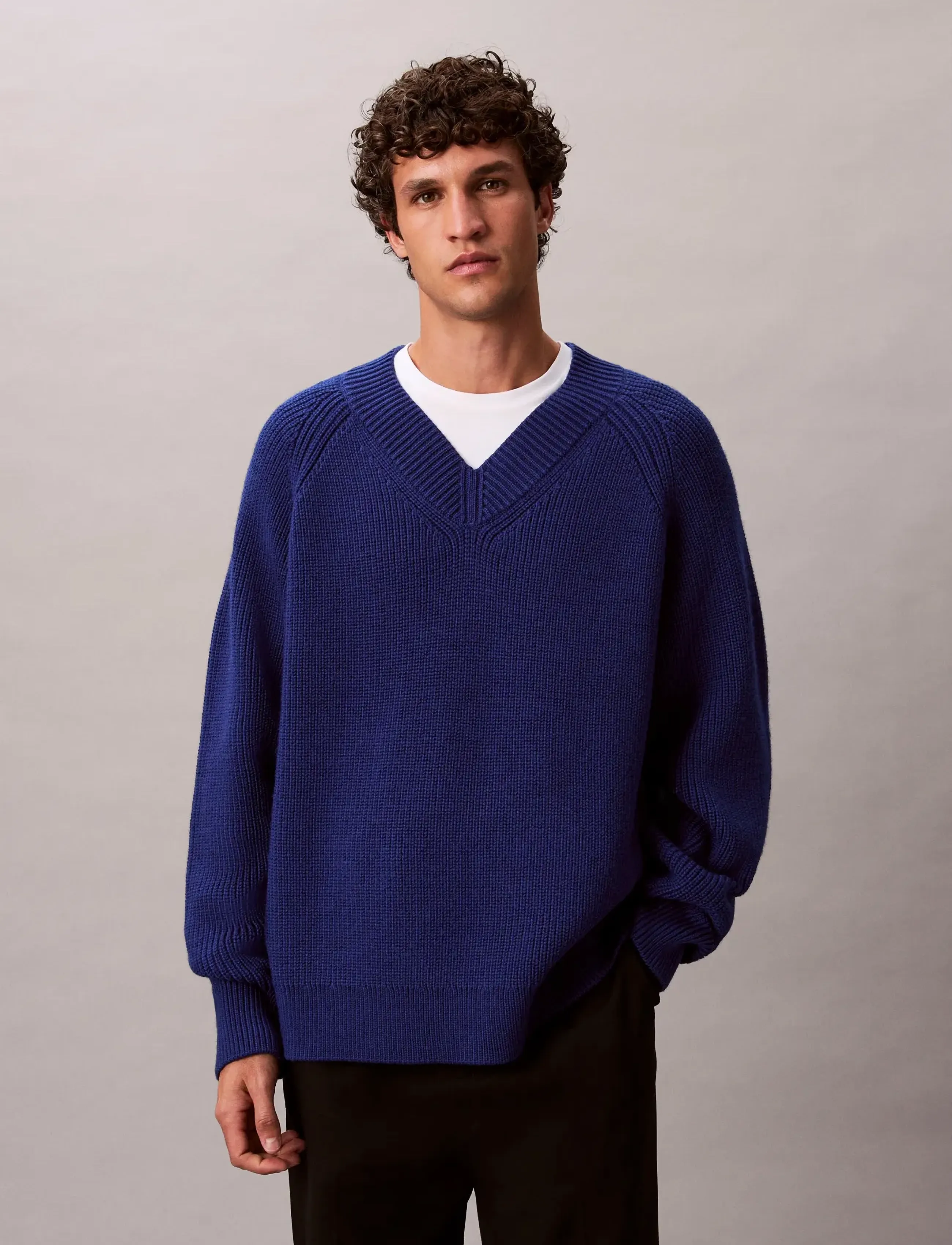 Calvin Klein LS HALF CARDI STITCH VNK SWTR 5G - Business - BELLWETHER BLUE / blue