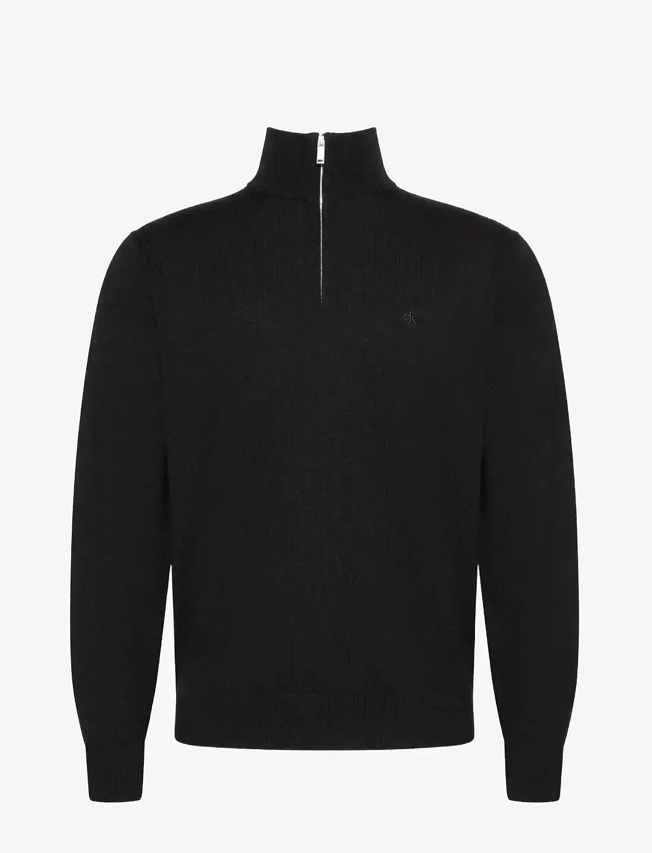 Calvin Klein - LS 100% MERINO QZ 14GG - pullover mit halbem reißverschluss - black - 1