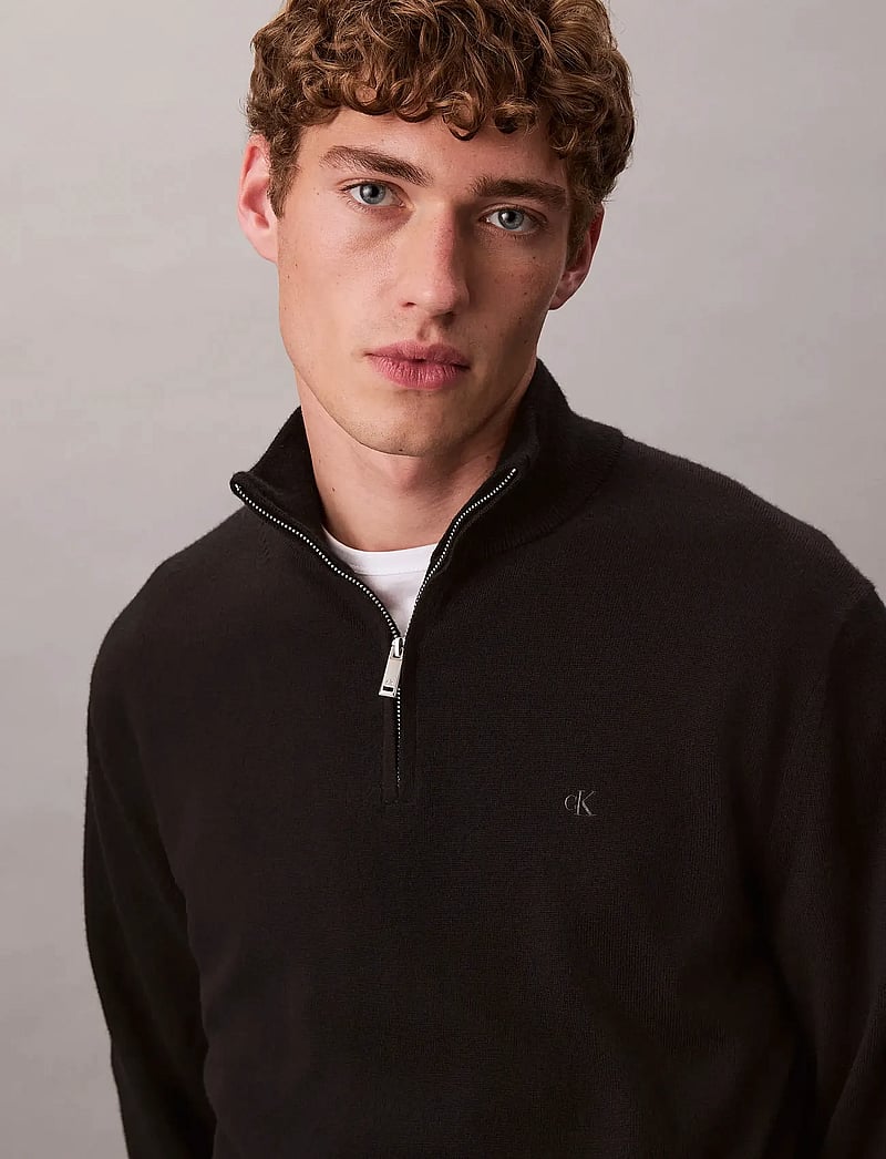 Calvin Klein - LS 100% MERINO QZ 14GG - pullover mit halbem reißverschluss - black - 3