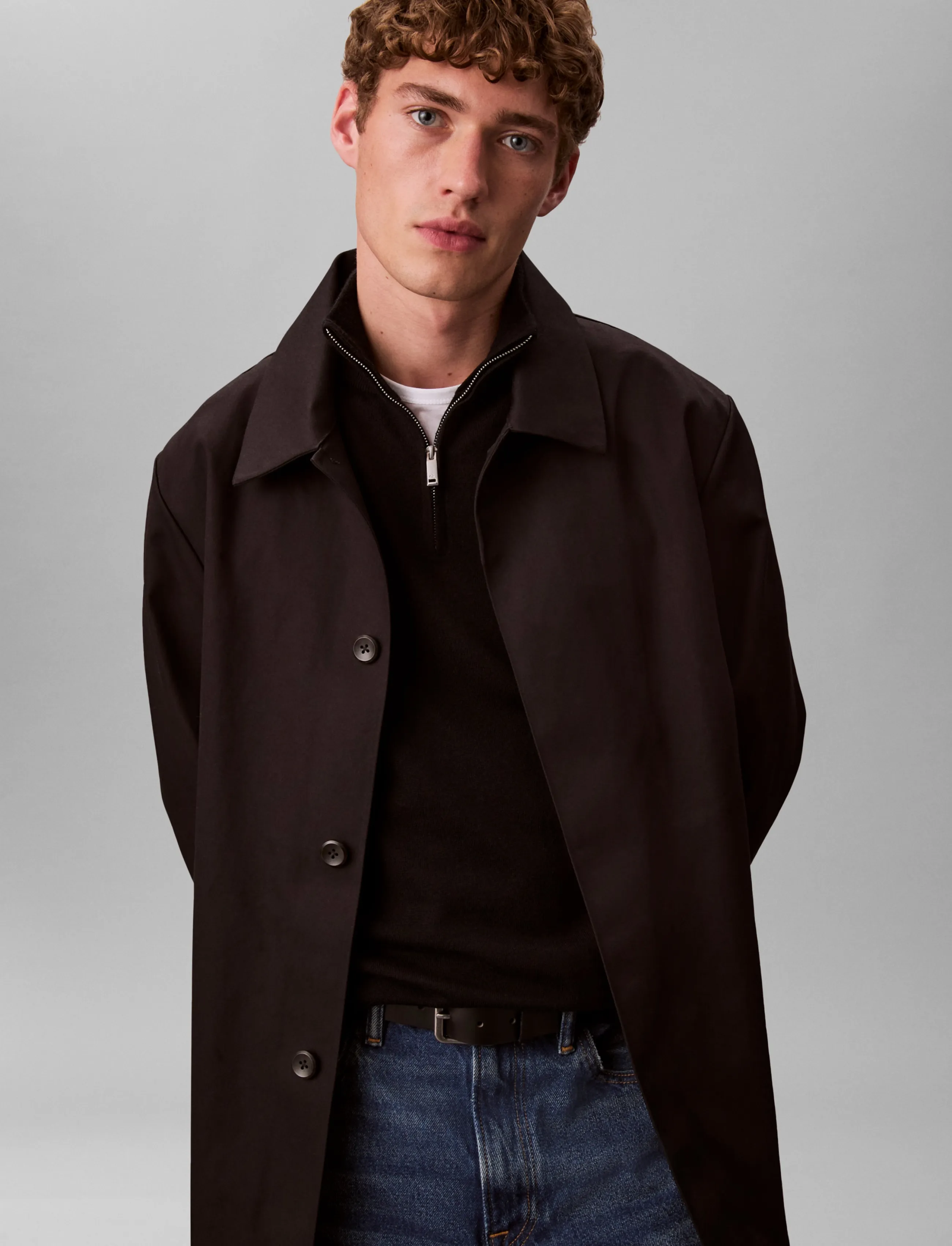 Calvin Klein - LS 100% MERINO QZ 14GG - pullover mit halbem reißverschluss - black - 5
