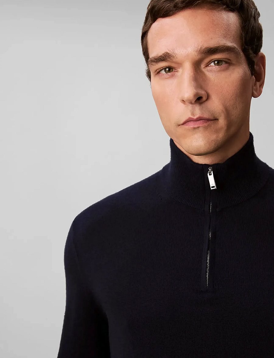 Calvin Klein - LS 100% MERINO QZ 14GG - halfzip strik - dark sapphire - 2