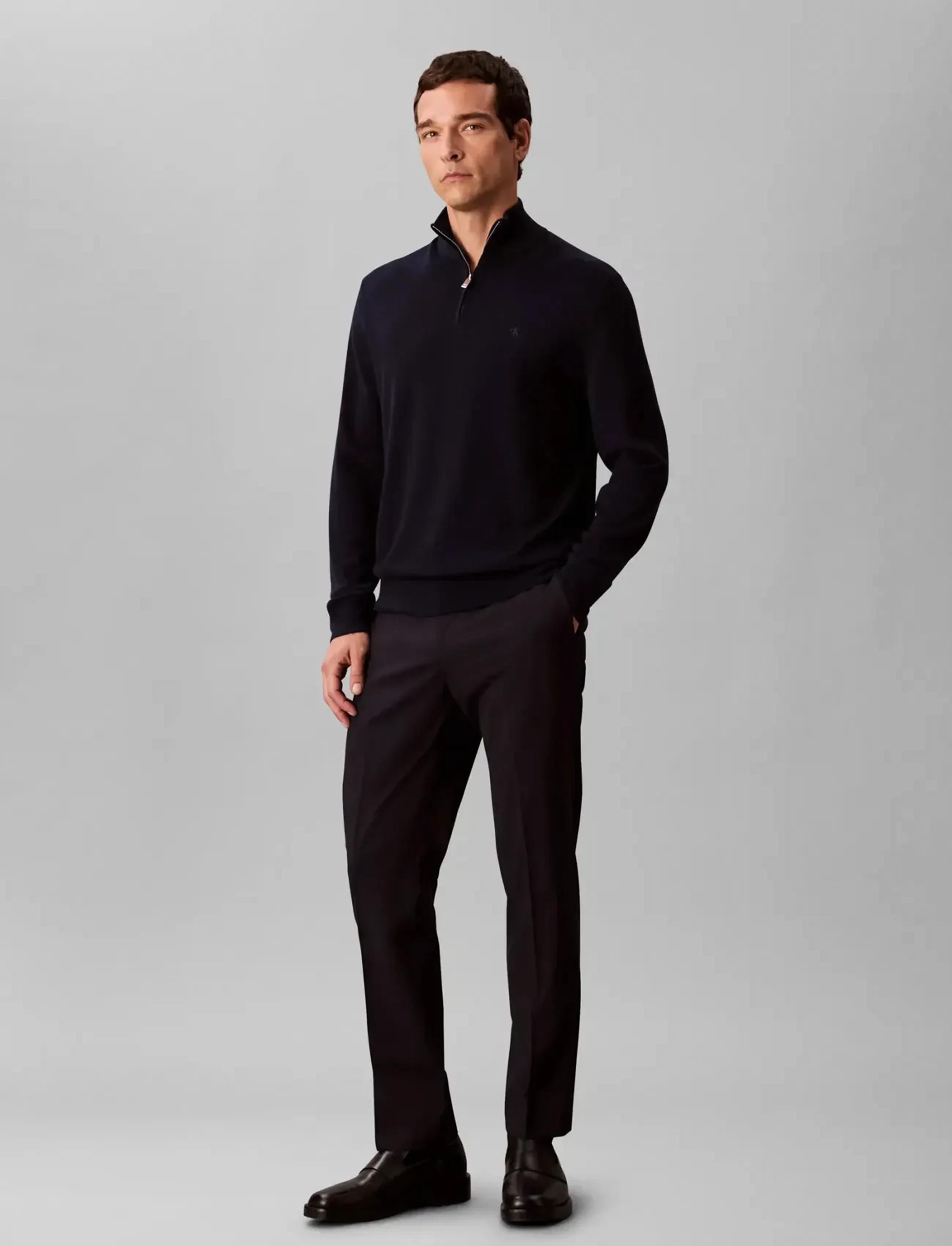Calvin Klein - LS 100% MERINO QZ 14GG - halfzip strik - dark sapphire - 3