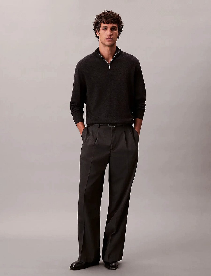 Calvin Klein - LS 100% MERINO QZ 14GG - tõmblukk-kaelusega džemprid - gunmetal htr - 0