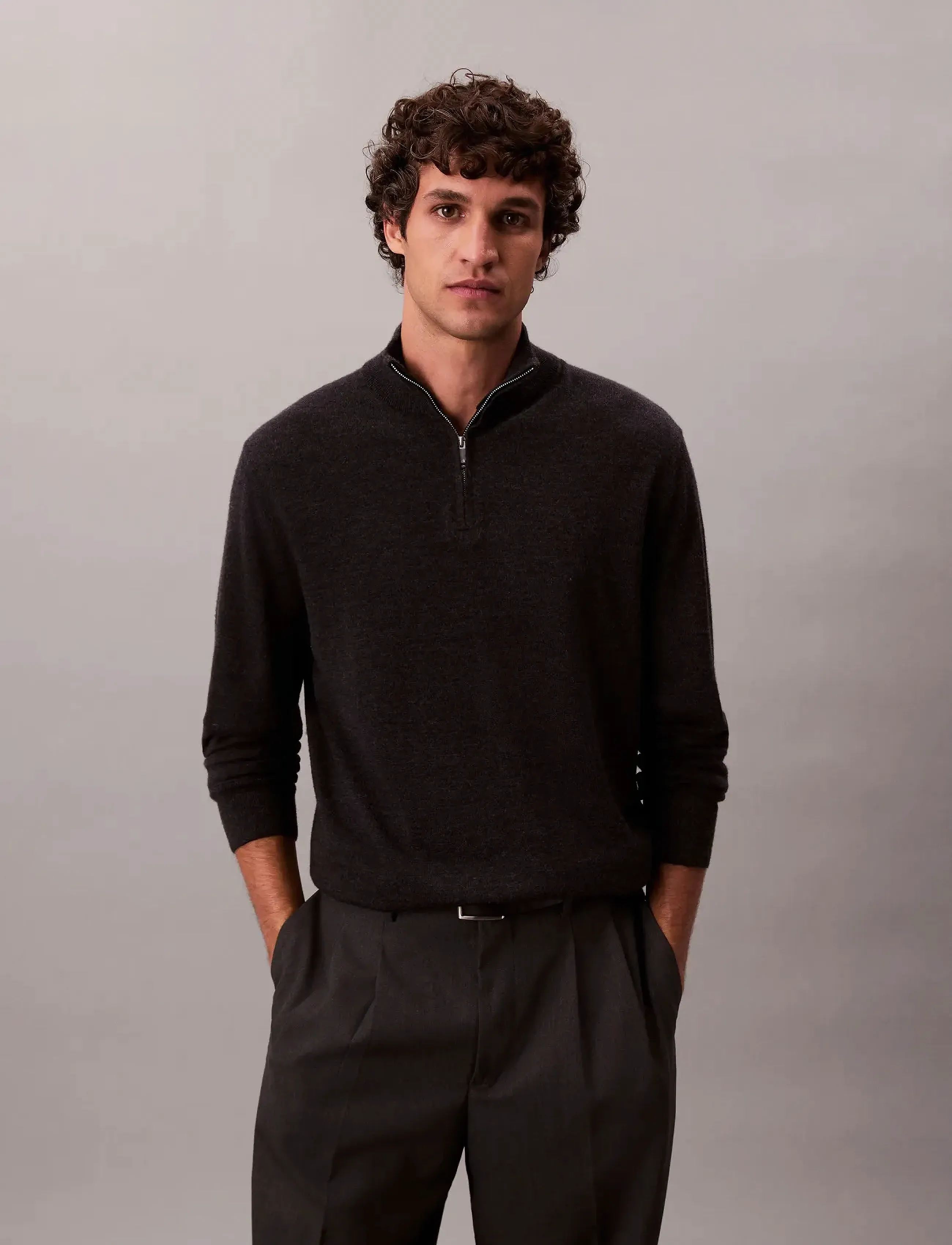 Calvin Klein - LS 100% MERINO QZ 14GG - tõmblukk-kaelusega džemprid - gunmetal htr - 3
