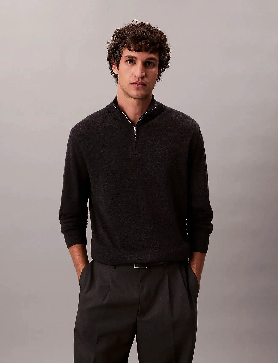 Calvin Klein - LS 100% MERINO QZ 14GG - tõmblukk-kaelusega džemprid - gunmetal htr - 3