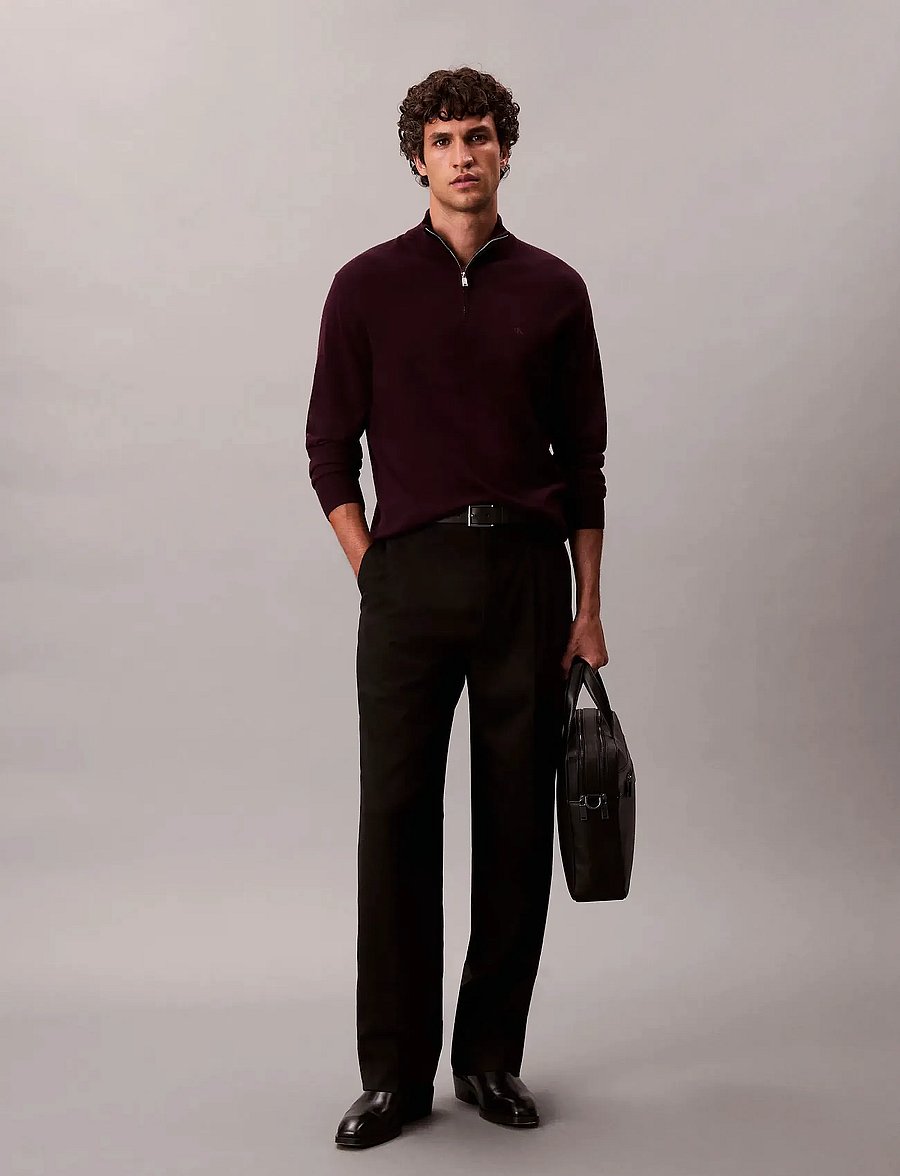 Calvin Klein - LS 100% MERINO QZ 14GG - halfzip strik - moroccan brown - 2