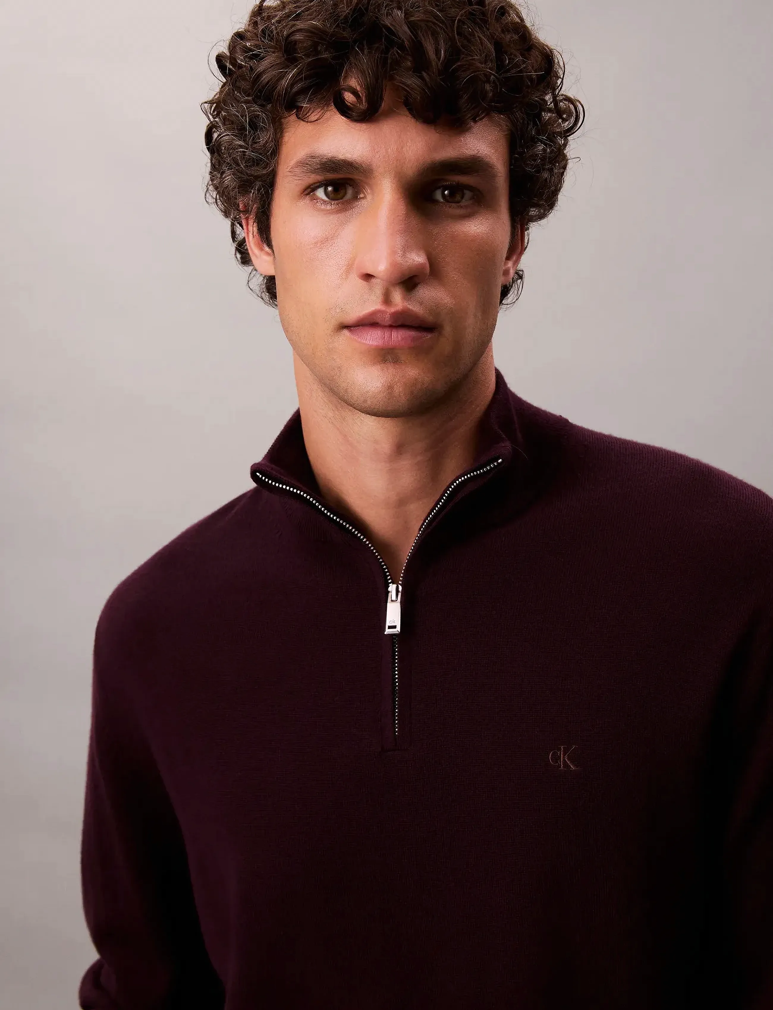 Calvin Klein - LS 100% MERINO QZ 14GG - halfzip strik - moroccan brown - 3