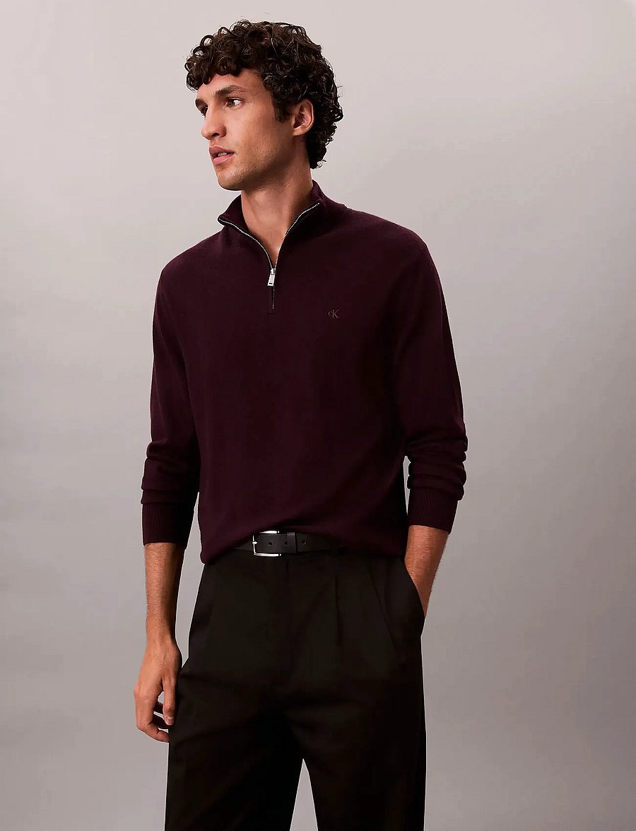 Calvin Klein - LS 100% MERINO QZ 14GG - halfzip strik - moroccan brown - 4