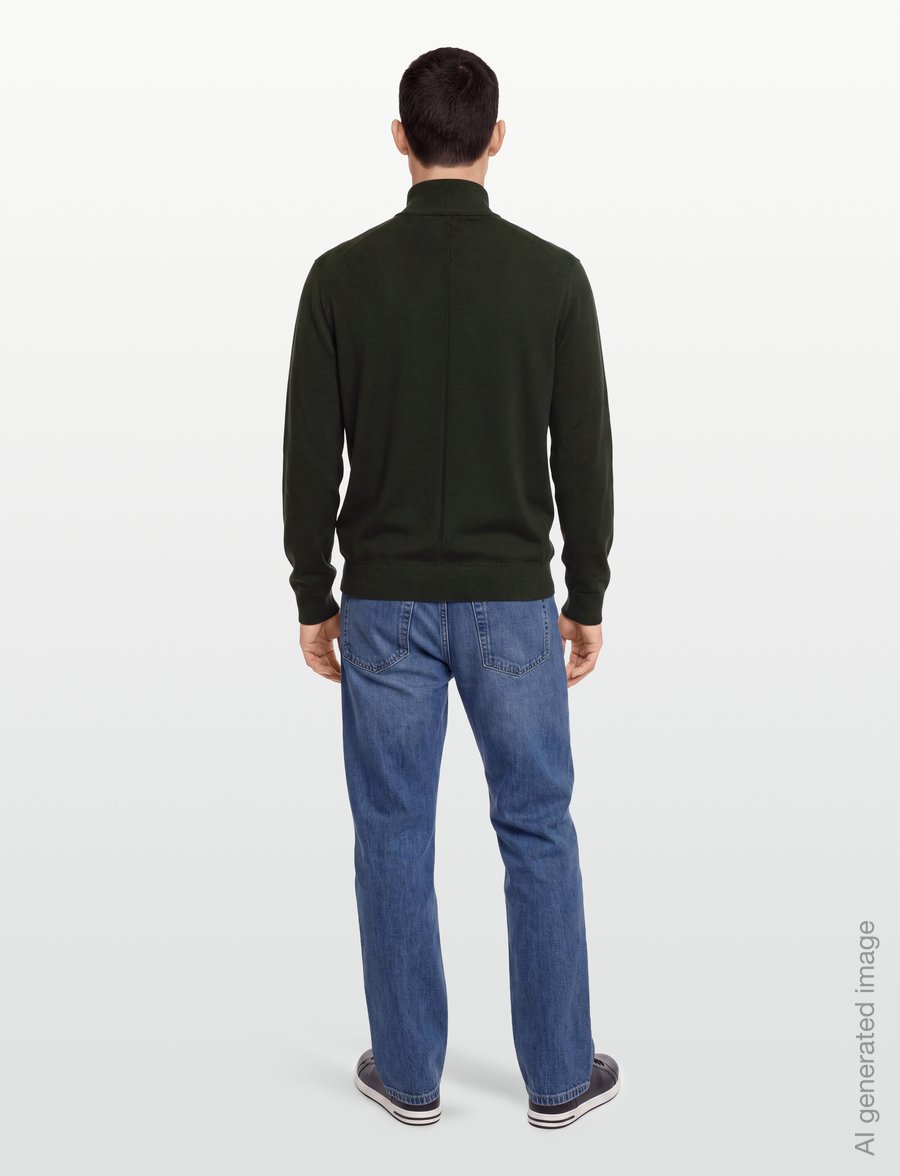 Calvin Klein - LS 100% MERINO QZ 14GG - pullover mit halbem reißverschluss - olive night - 4