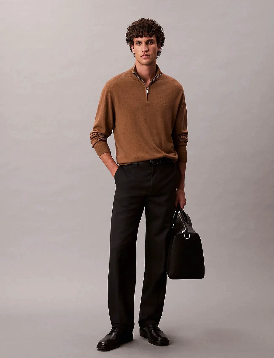 Calvin Klein - LS 100% MERINO QZ 14GG - halfzip strik - thrush - 0